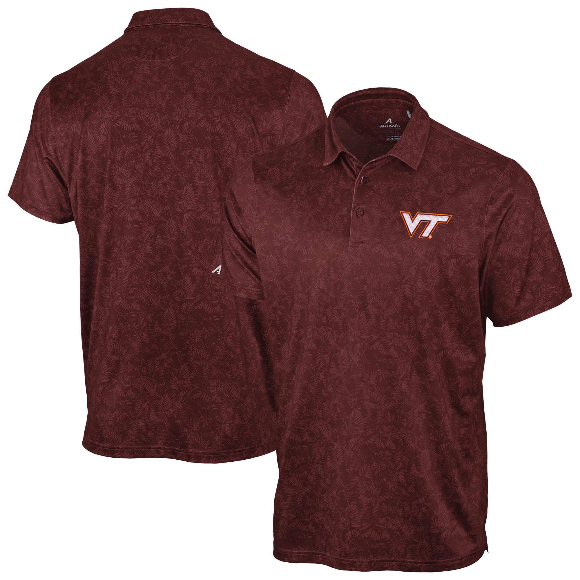 Polo Antigua marron Virginia Tech Hokies pour homme