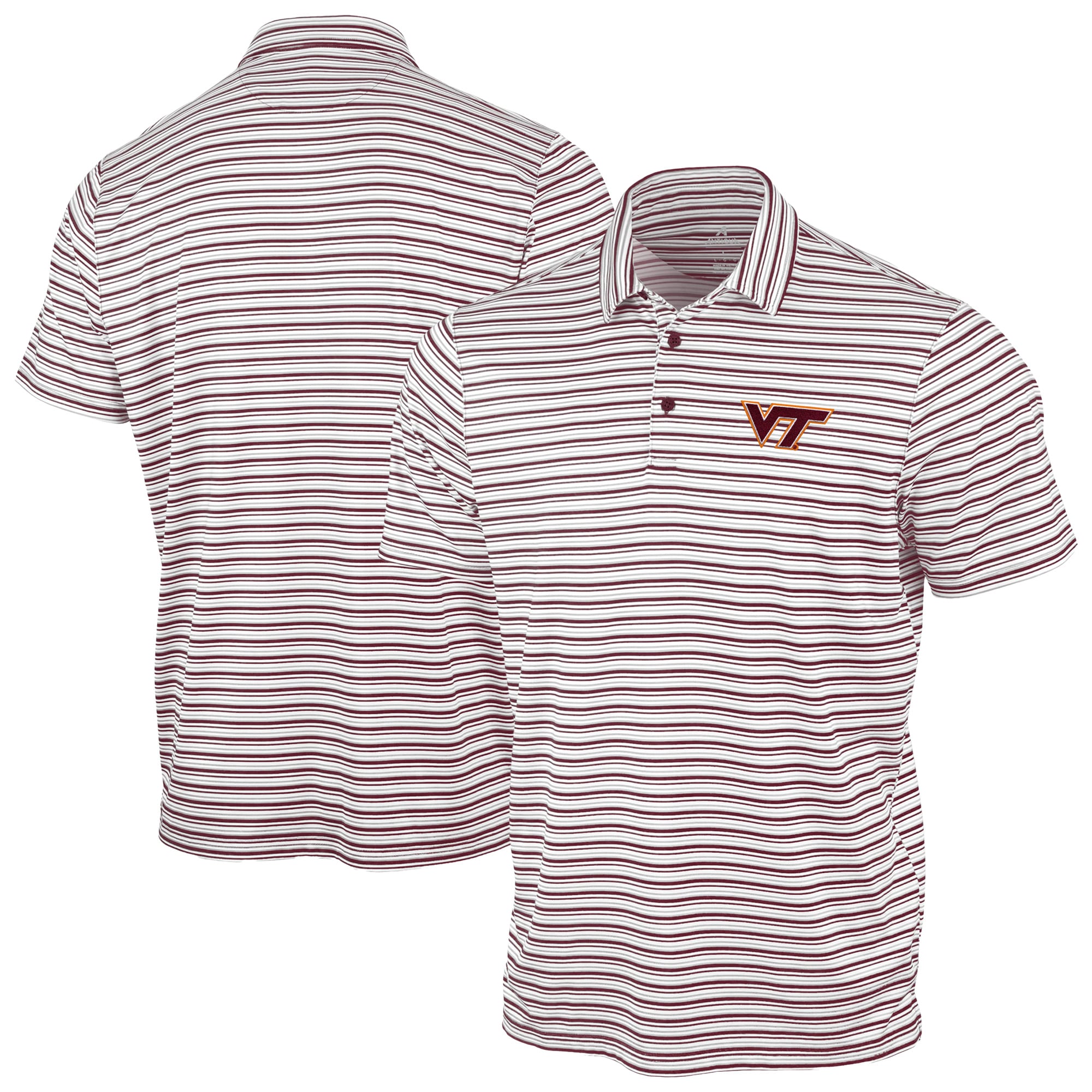 Polo Antigua marron Virginia Tech Hokies à rayures spatiales pour homme