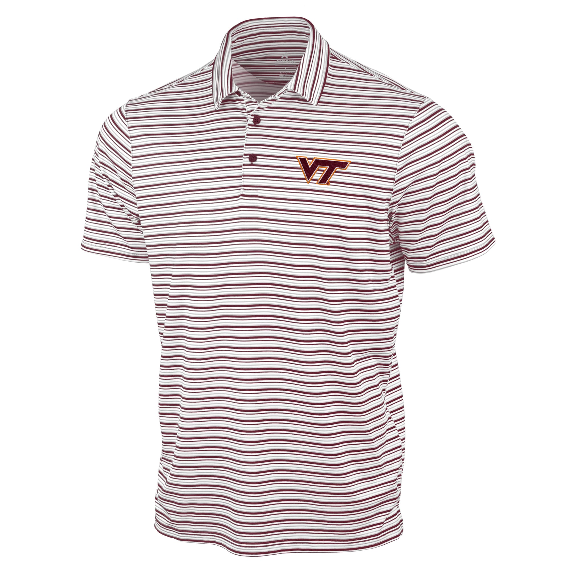 Polo Antigua marron Virginia Tech Hokies à rayures spatiales pour homme