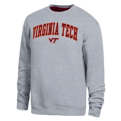  Virginia Tech Hokies Champion Arch Sweatshirt - Heather Gray
