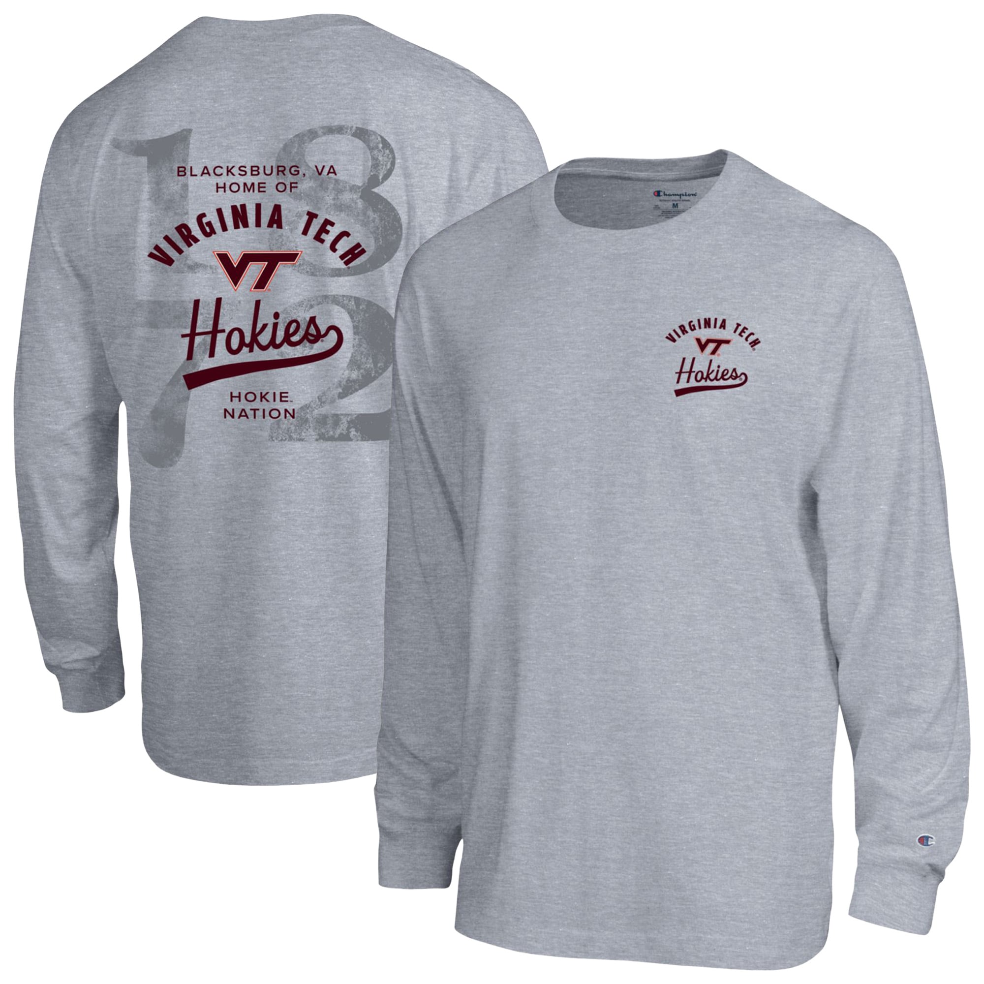 Men's Champion Heather Gray Virginia Tech Hokies Laminated All-Star Long Sleeve T-Shirt