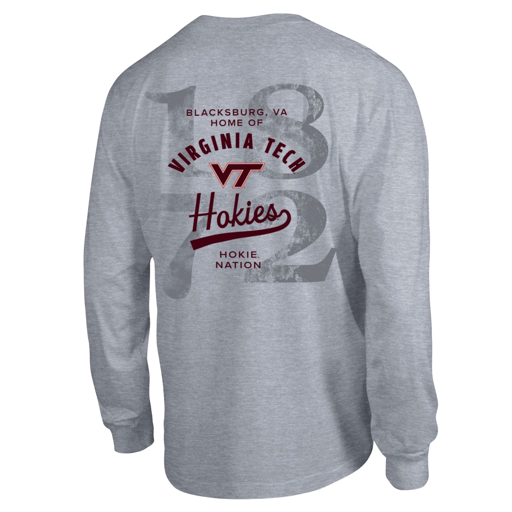 Men's Champion Heather Gray Virginia Tech Hokies Laminated All-Star Long Sleeve T-Shirt