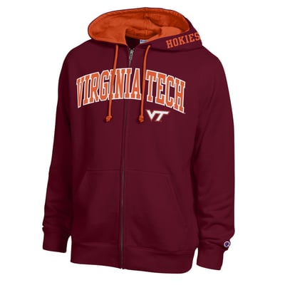 Virginia Tech Hokies Champion Arch Logo Full-Zip Fleece Hoodie - Maroon