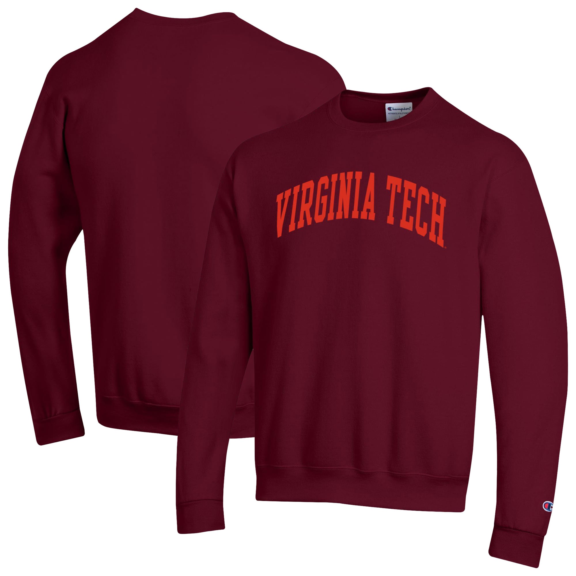 Men's Champion Maroon Virginia Tech Hokies Basic Arch Fleece Pullover ...