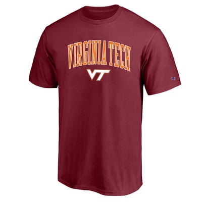  Virginia Tech Hokies Champion Champion Big & Tall Team Arch Over Wordmark T-Shirt - Maroon