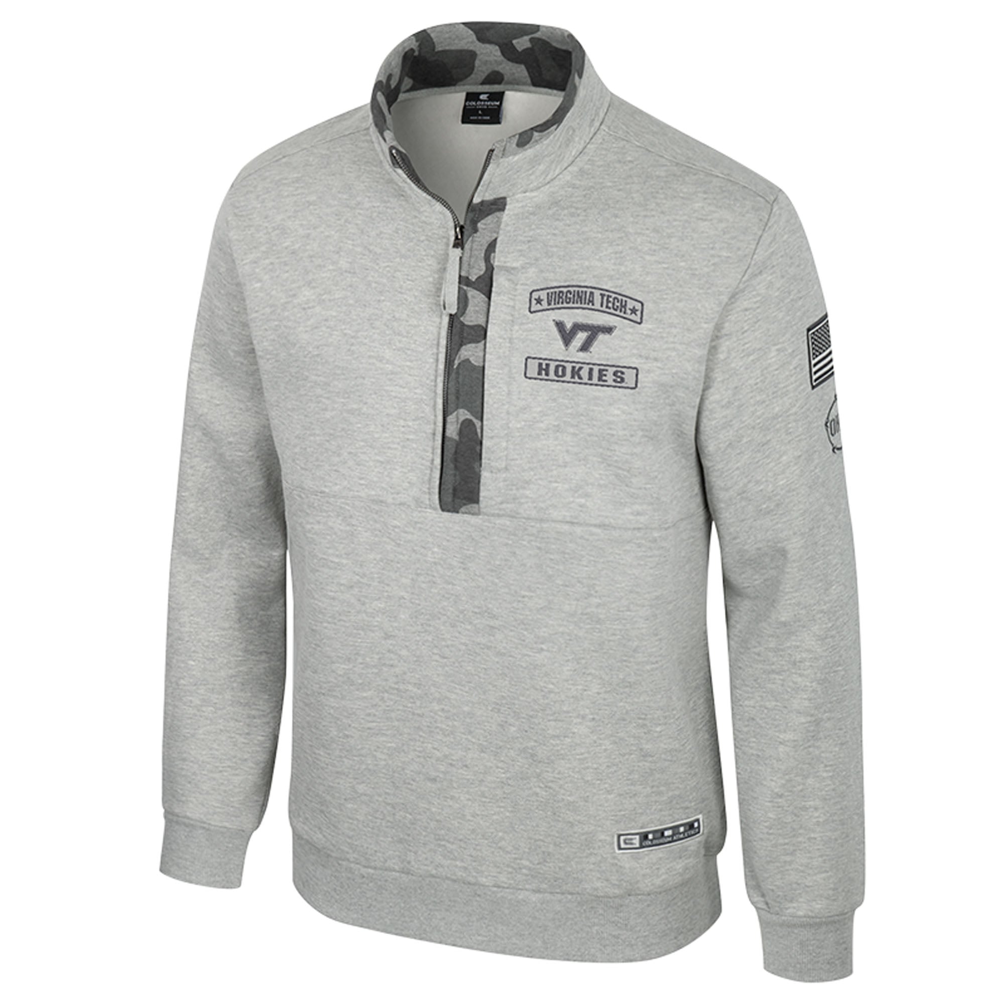 Veste polaire à fermeture éclair quart de tour OORAH OHT Military Appreciation des Hokies Virginia Tech pour homme, gris chiné Colosseum