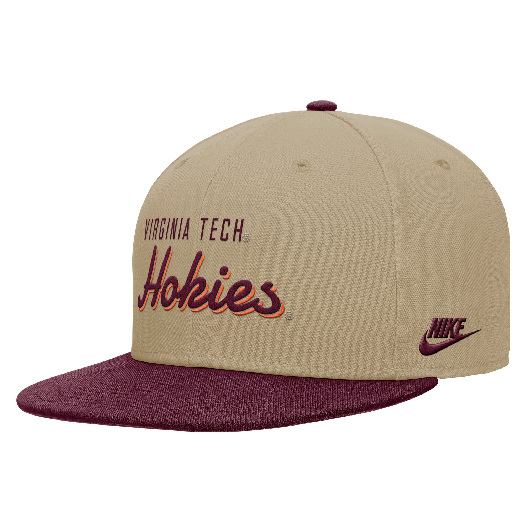 Men's Nike Beige/Maroon Virginia Tech Hokies Pro Dri-FIT Snapback Hat