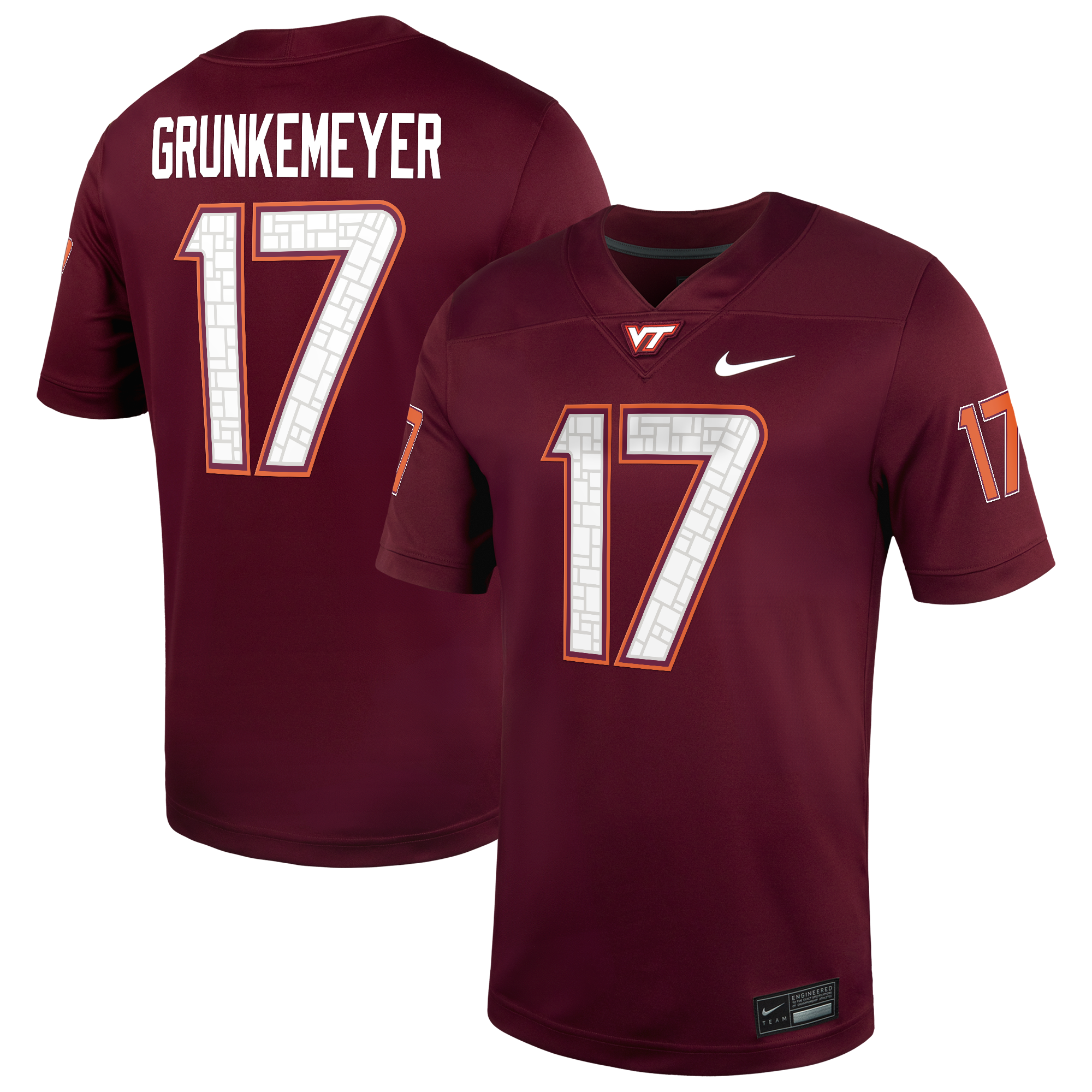 Maillot domicile Nike Ethan Grunkemeyer bordeaux des Virginia Tech Hokies pour homme