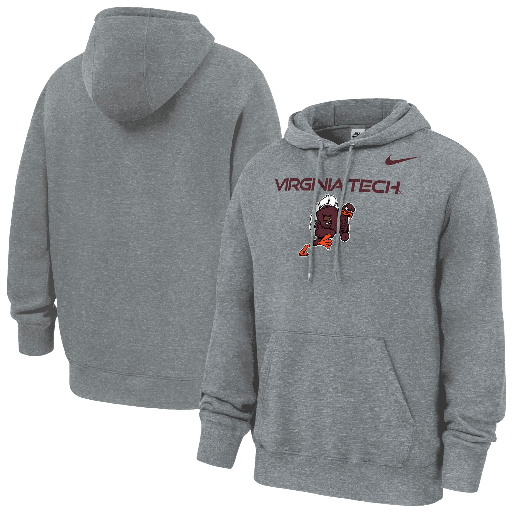 Sweat à capuche en polaire Nike gris Virginia Tech Hokies Rushing Hokie Club pour homme