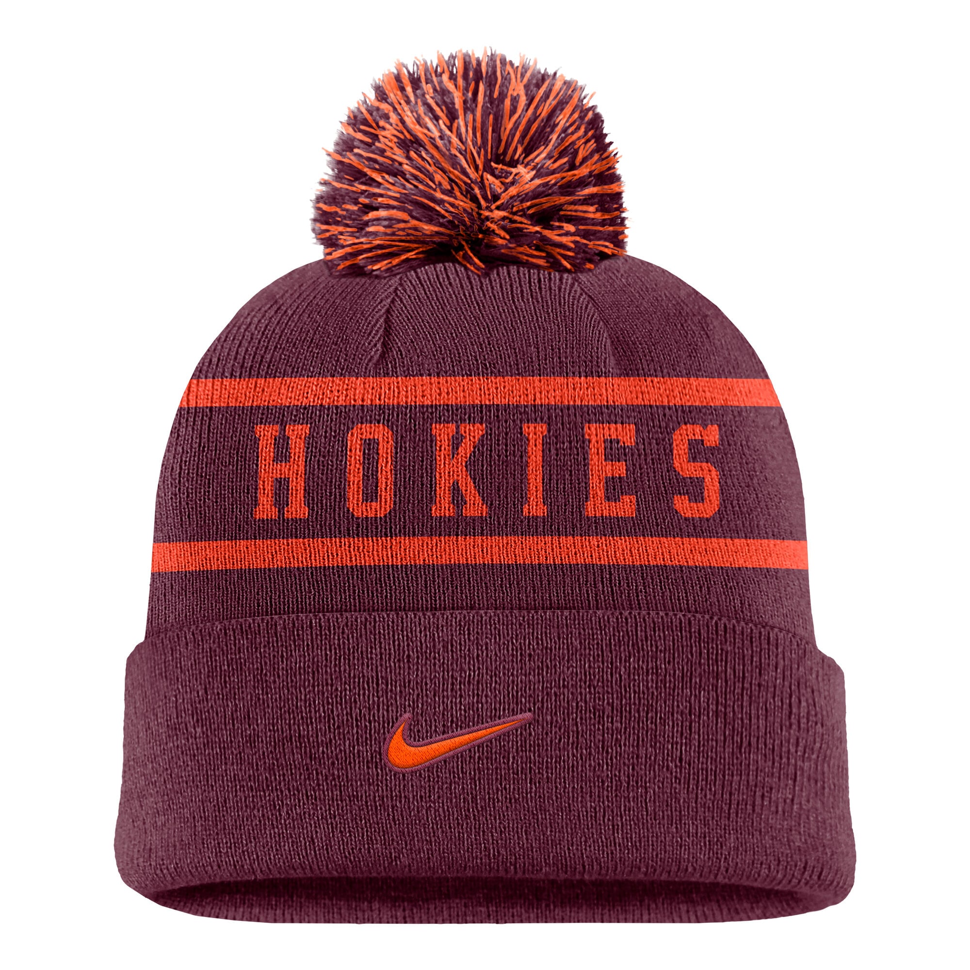 Men's Nike Maroon Virginia Tech Hokies Peak Cuffed Knit Hat with Pom