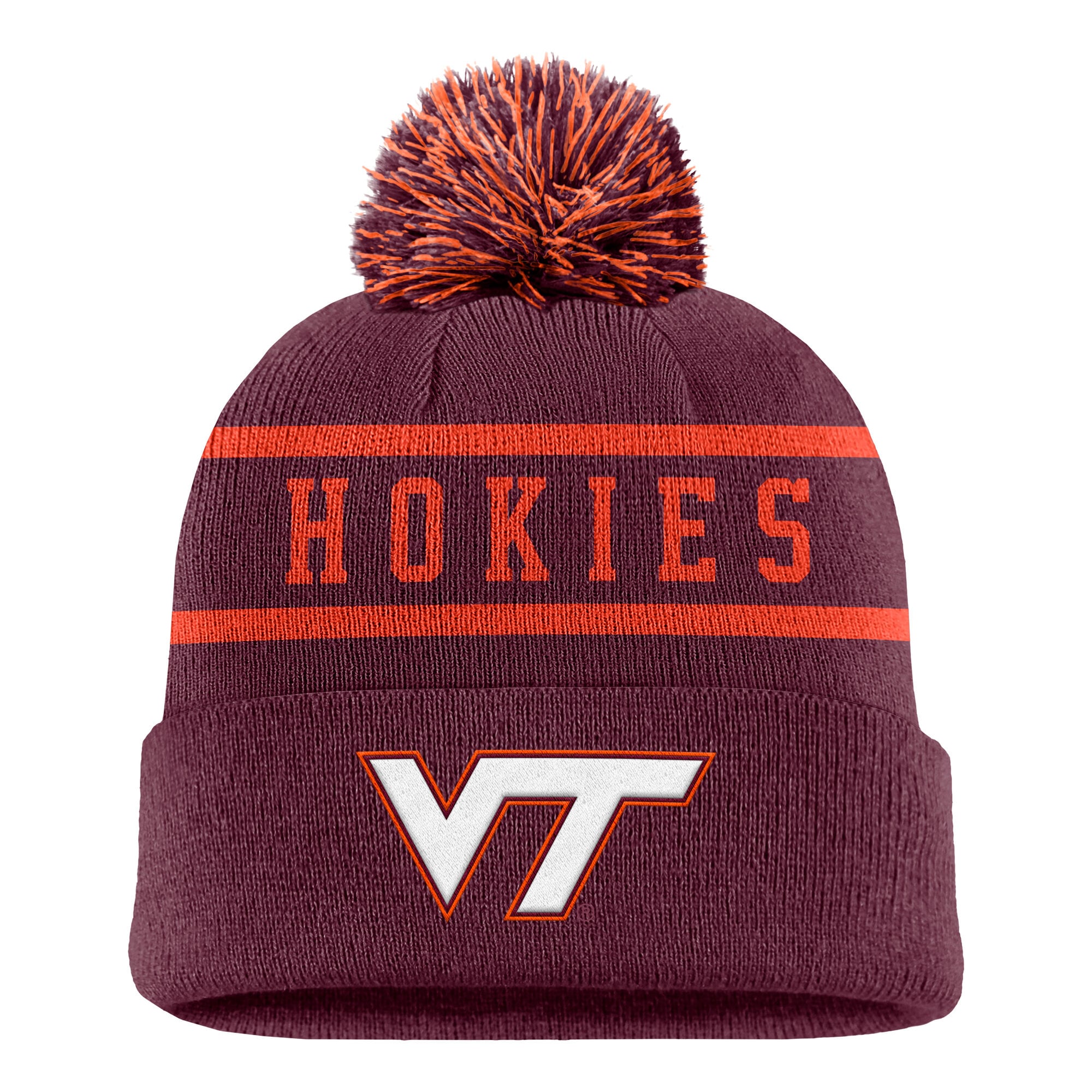 Men's Nike Maroon Virginia Tech Hokies Peak Cuffed Knit Hat with Pom