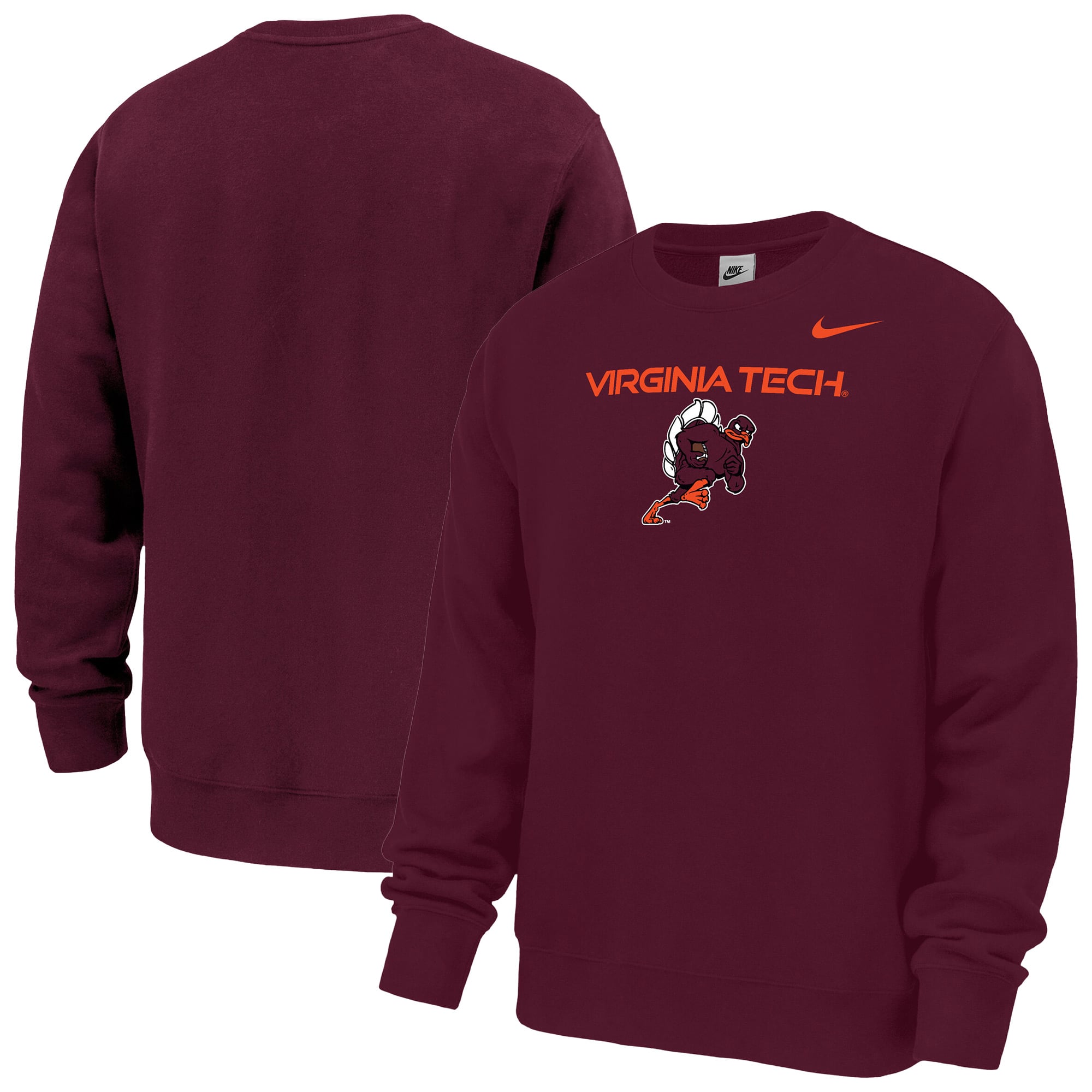 Sweat-shirt polaire Nike bordeaux Virginia Tech Hokies Rushing Hokie Club pour homme