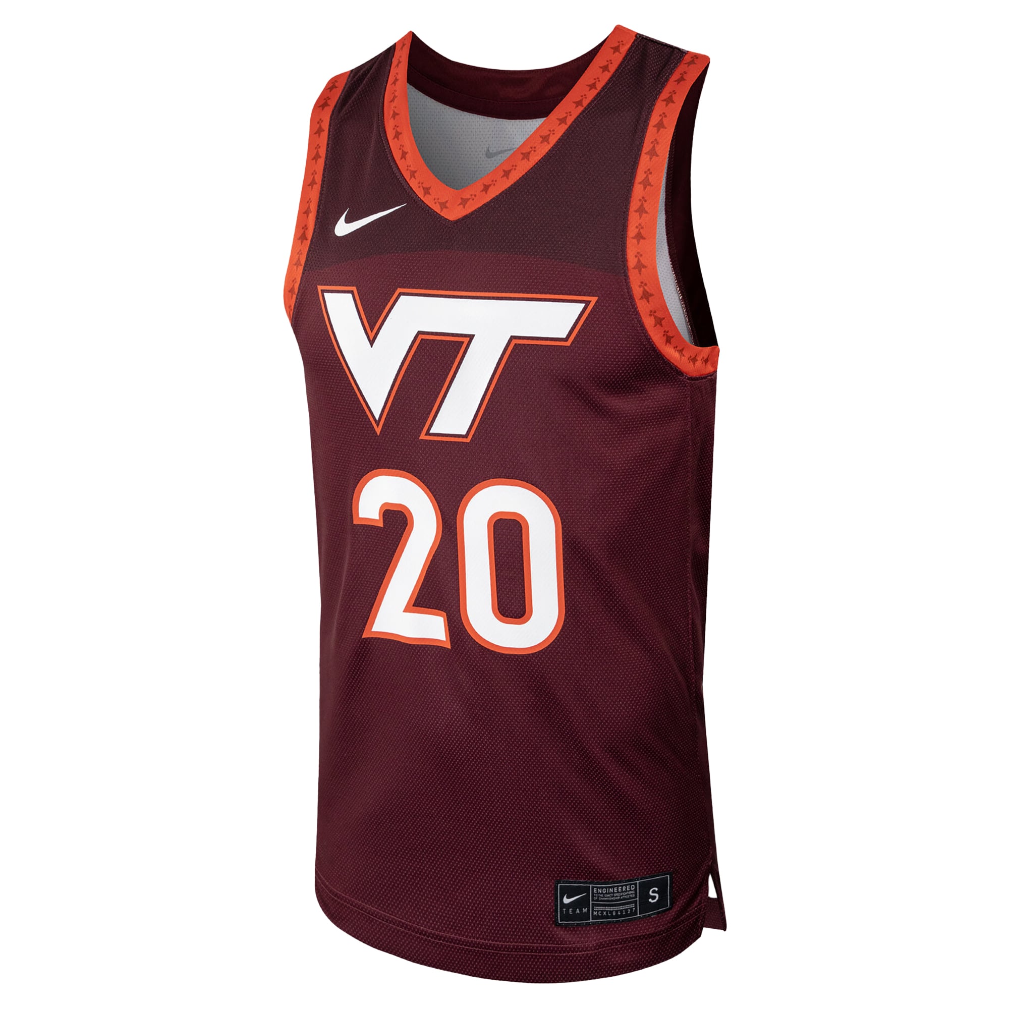 Maillot de basketball réplique Nike n° 20 bordeaux Virginia Tech Hokies pour homme