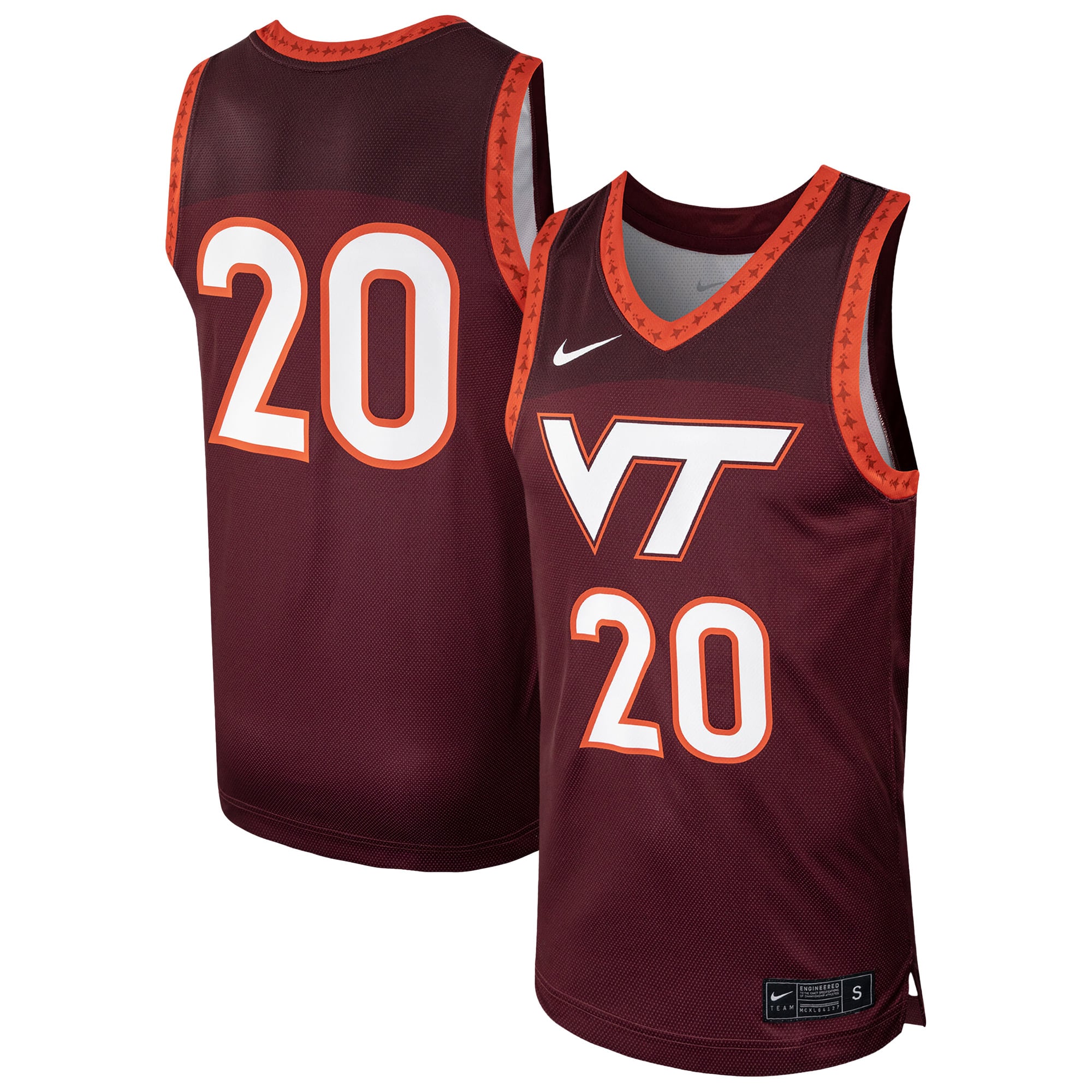 Maillot de basketball réplique Nike n° 20 bordeaux Virginia Tech Hokies pour homme