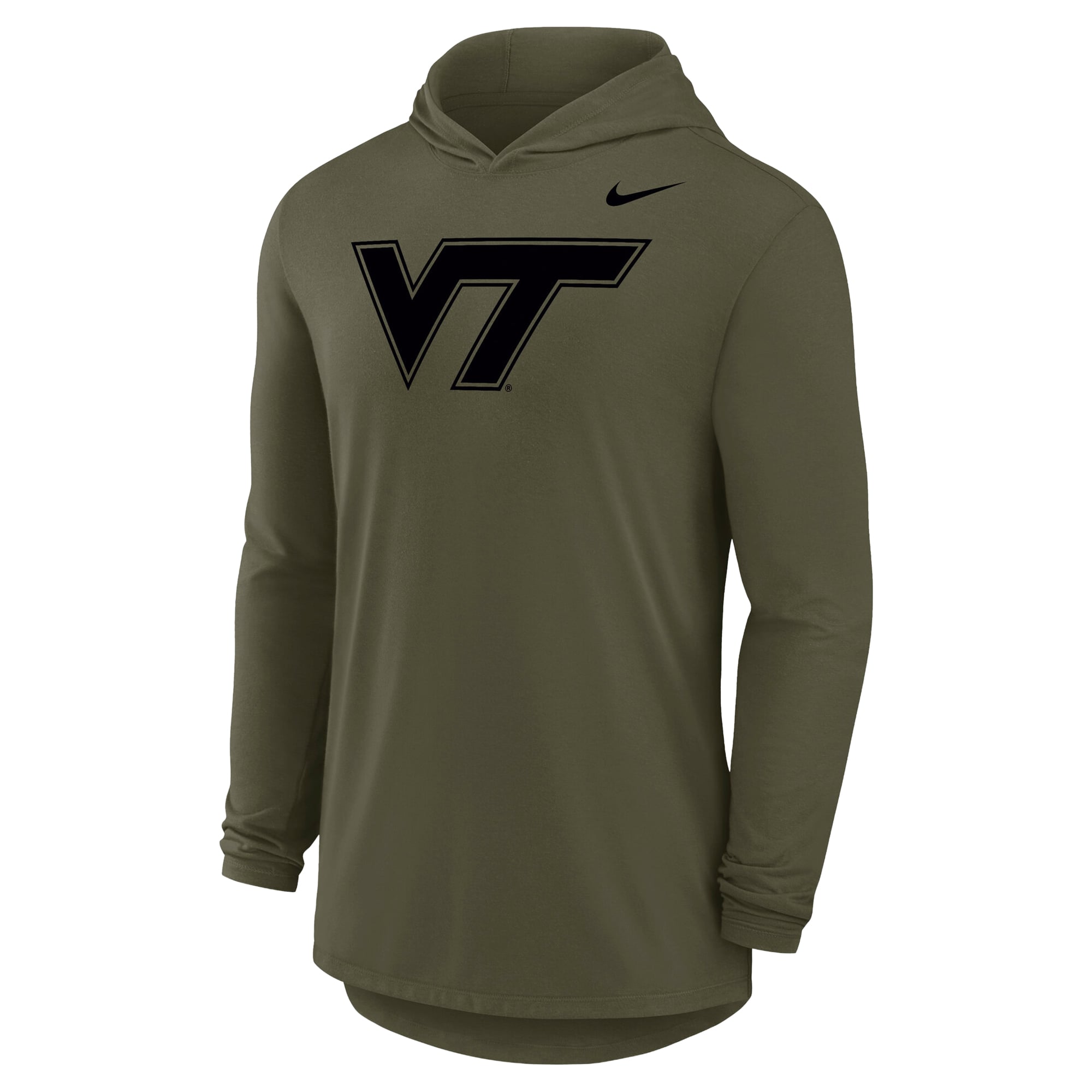 T-shirt à capuche manches longues Nike Virginia Tech Hokies Dri-FIT militaire olive pour homme