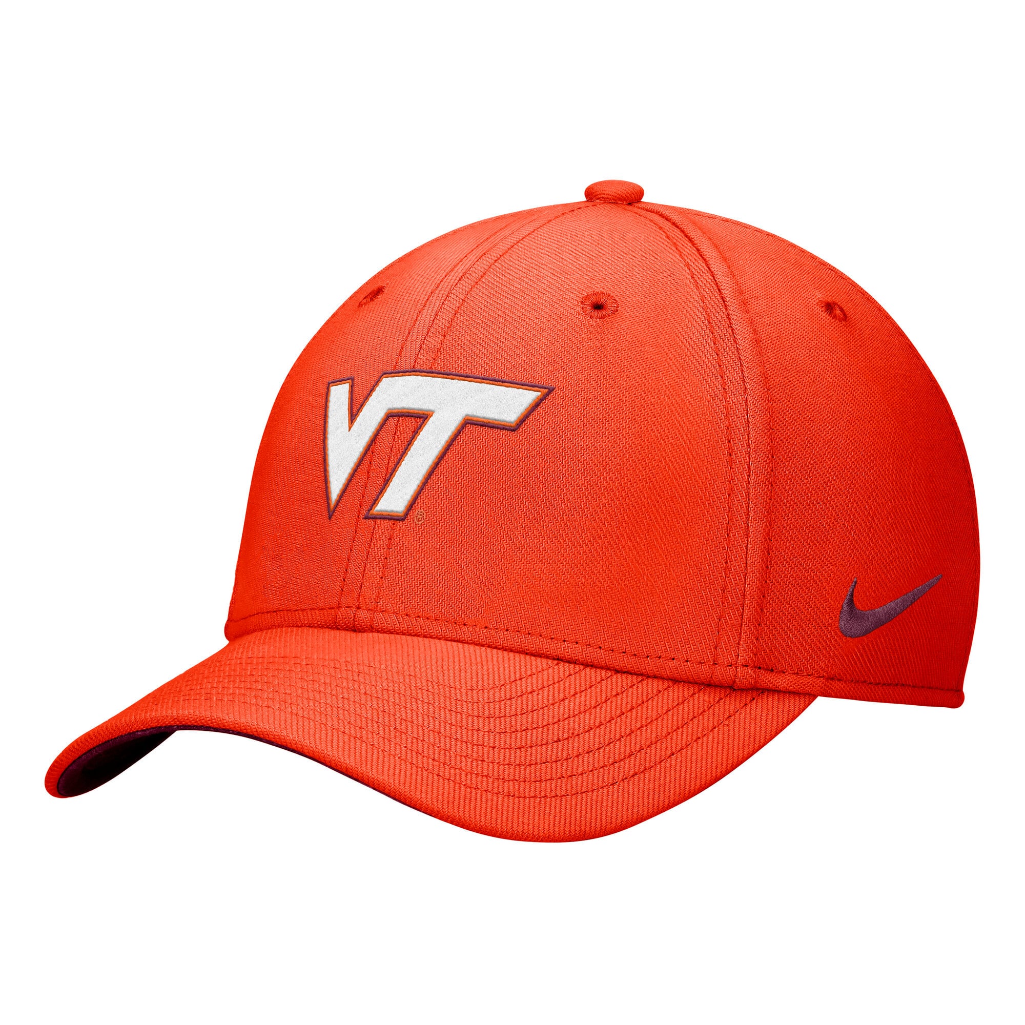Casquette Nike orange Virginia Tech Hokies Primetime SwooshFlex Dri-FIT pour homme