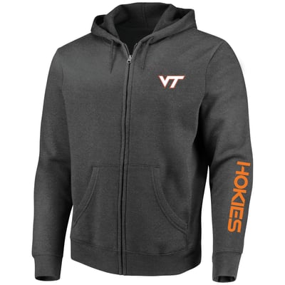 Virginia Tech Hokies Profile Big & Tall Full-Zip Hoodie - Heather Charcoal