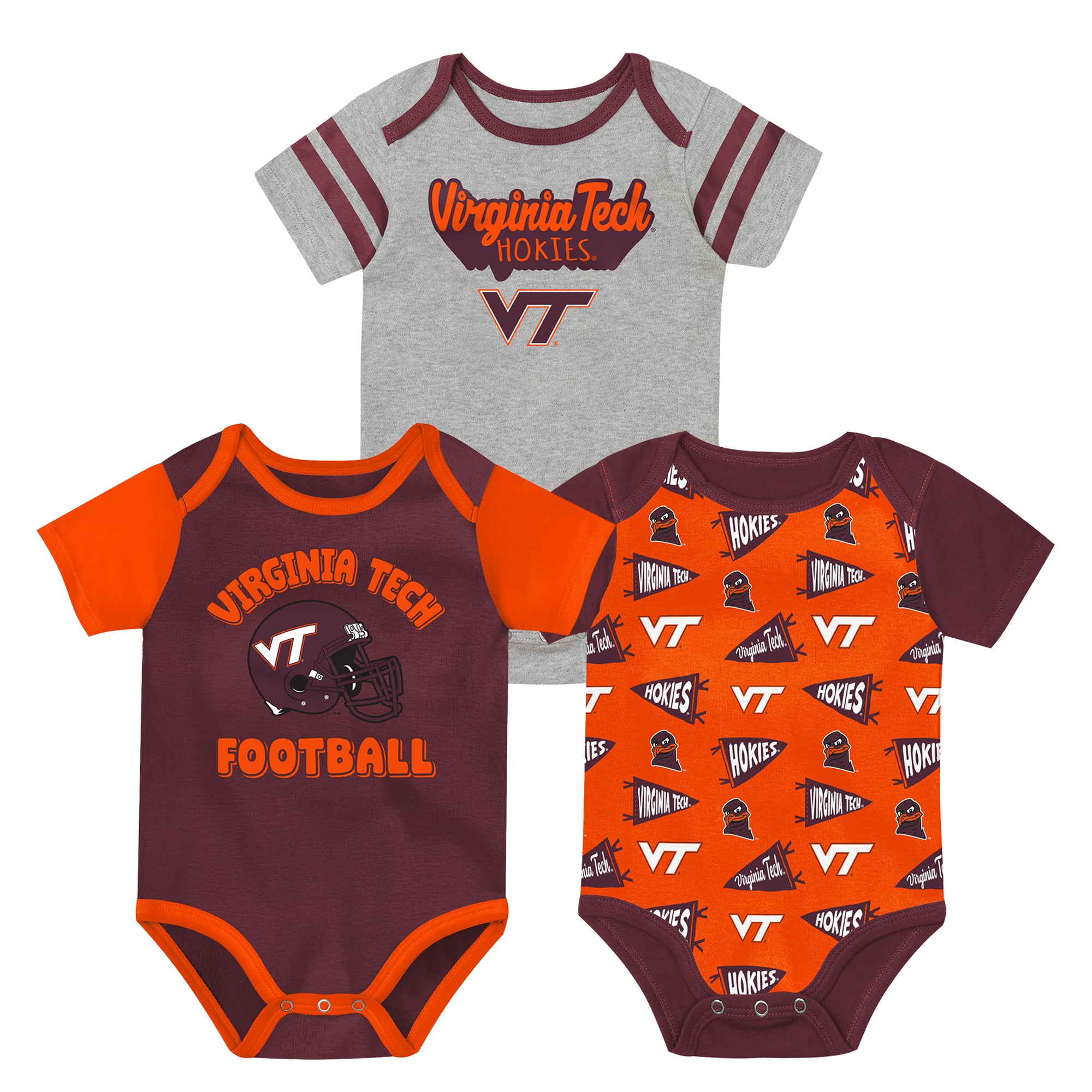 Ensemble body trois pièces Outerstuff marron Virginia Tech Hokies Star Player pour nouveau-né
