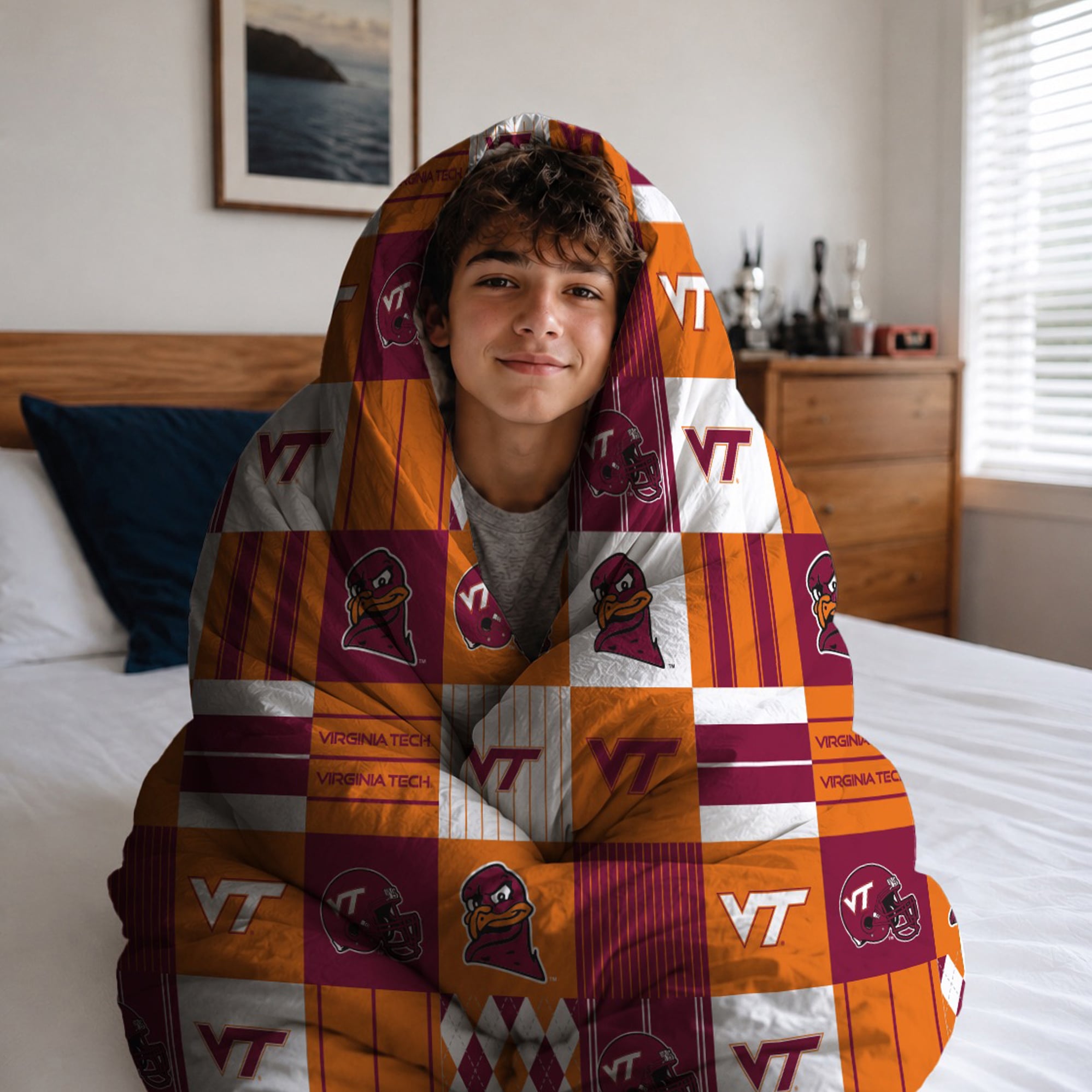 Pegasus Virginia Tech Hokies Patchwork Plaid Three-Piece Full/Queen Bed in a Bag Set