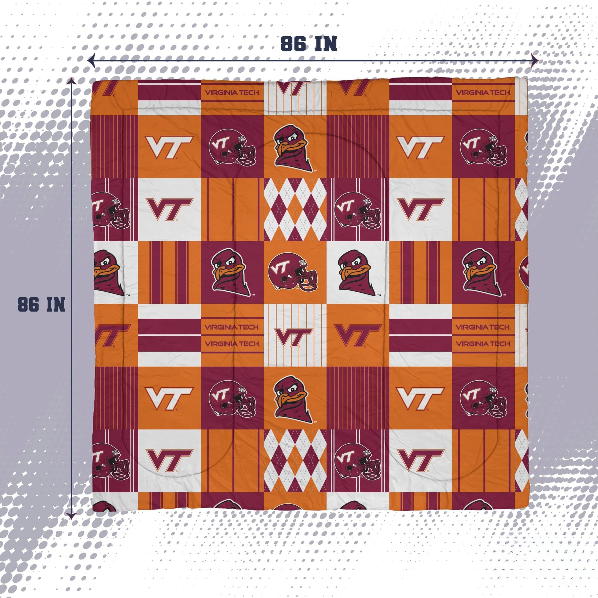 Pegasus Virginia Tech Hokies Patchwork Plaid Three-Piece Full/Queen Bed in a Bag Set