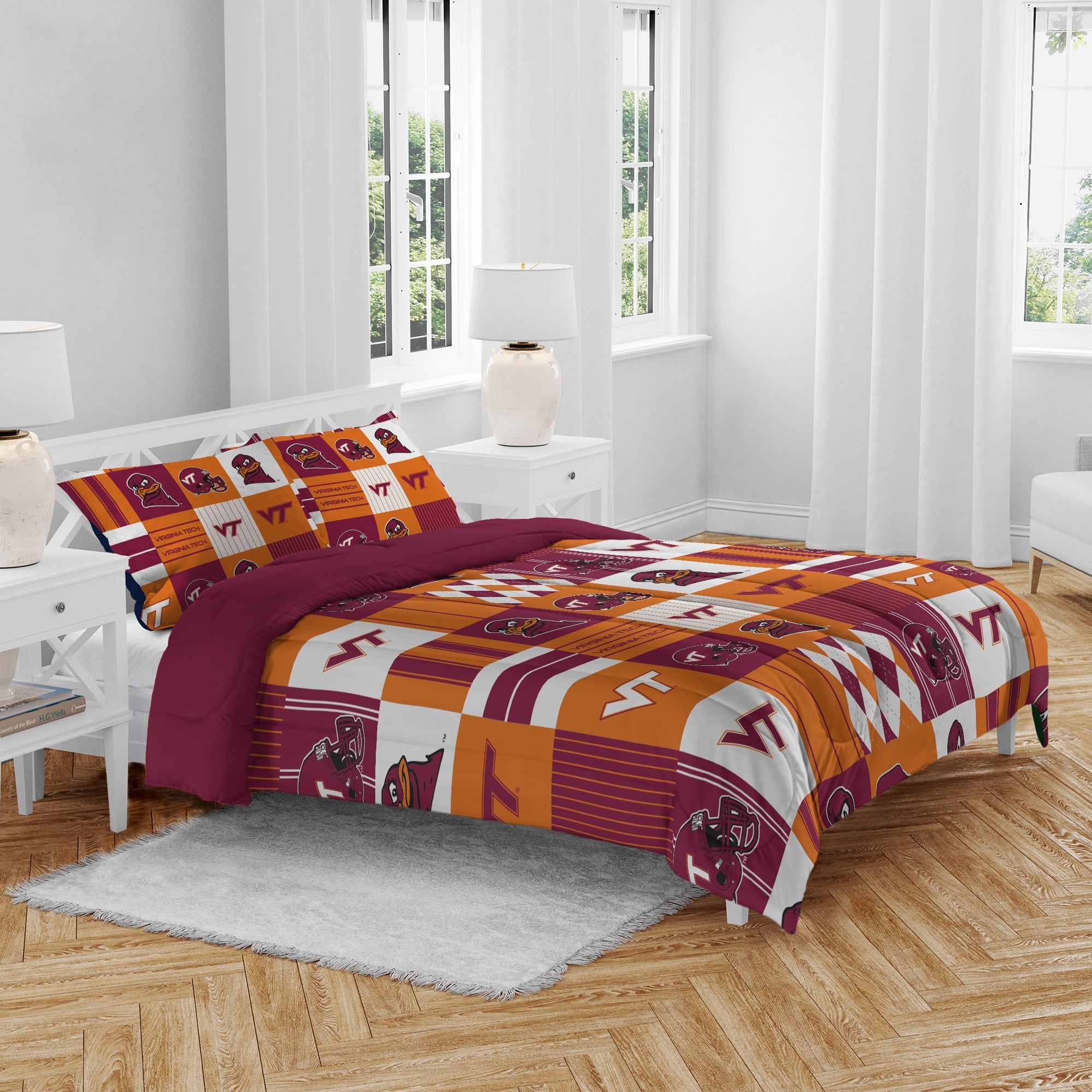 Pegasus Virginia Tech Hokies Patchwork Plaid Three-Piece Full/Queen Bed in a Bag Set