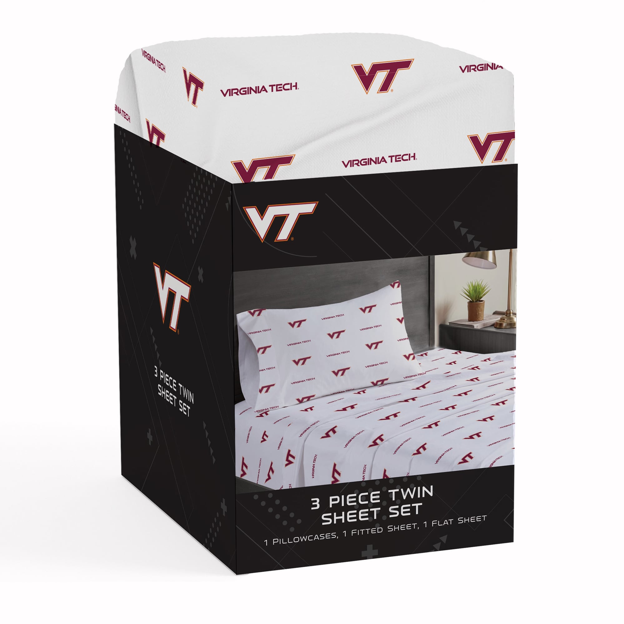 Pegasus Virginia Tech Hokies Three-Piece Twin Sheet Set