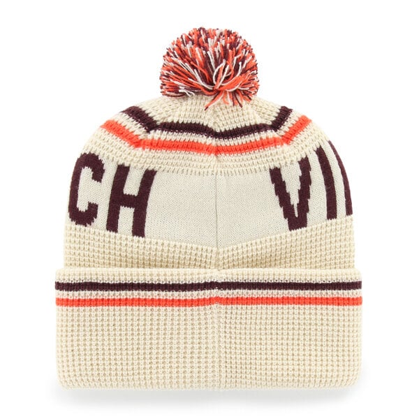 Bonnet unisexe '47 crème Virginia Tech Hokies en maille gaufrée à revers avec pompon