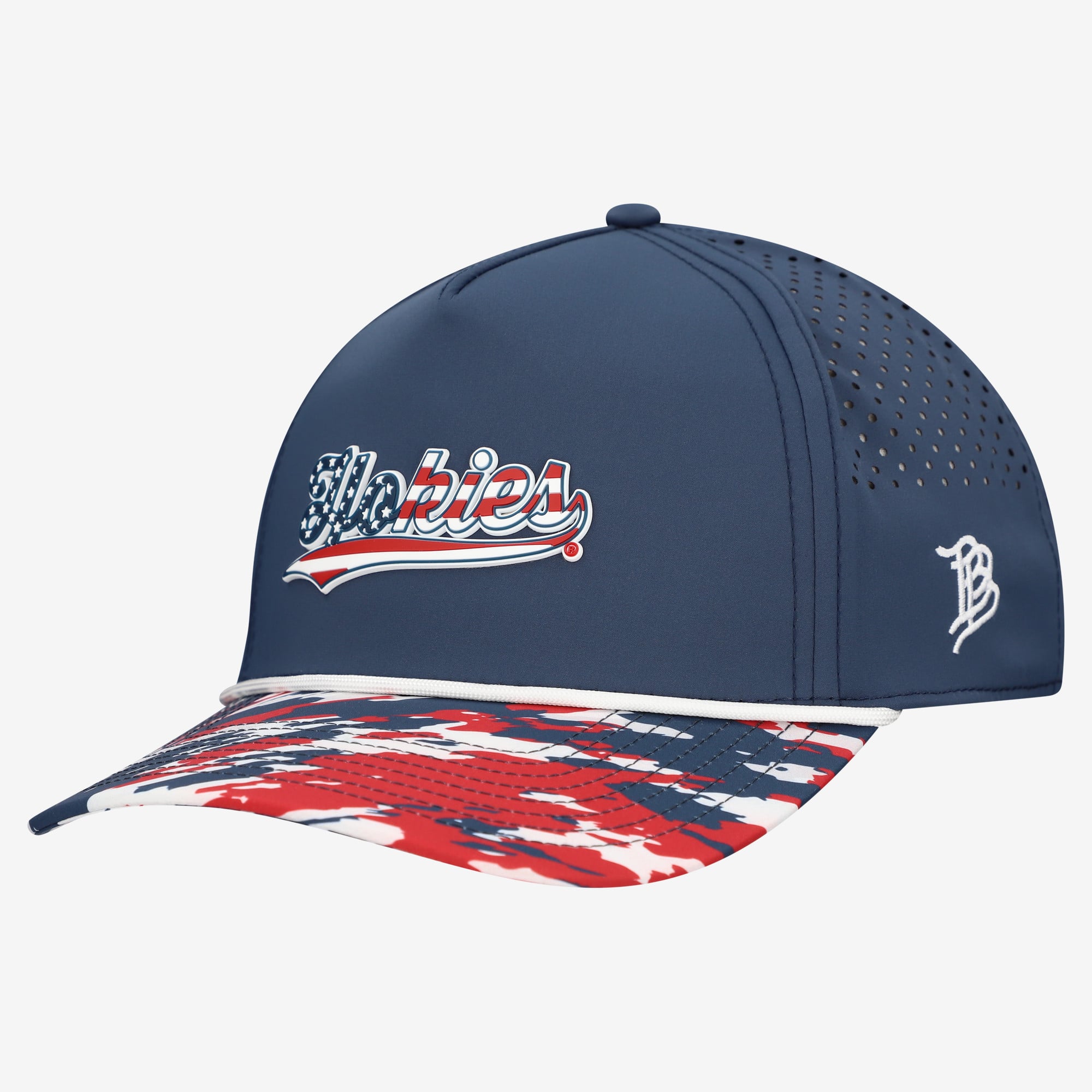 Casquette unisexe à cordon ajustable, bleu marine, Virginia Tech Hokies, étoiles et rayures