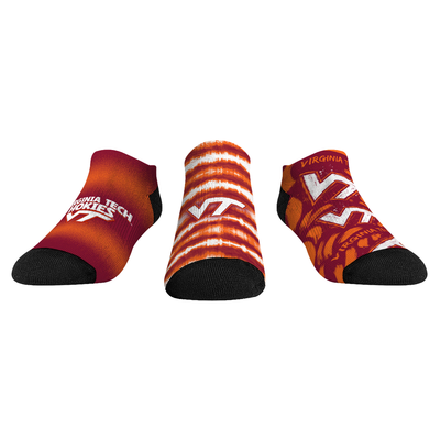 Virginia Tech Hokies Rock Em Unisex Make Some Noise Three-Pack Low-Cut Socks Set - Maroon