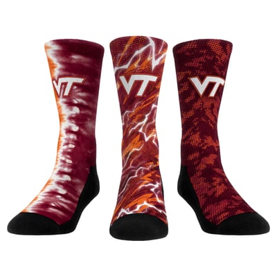 Virginia Tech Hokies Rock Em Unisex Team Tones Three-Pack Crew Socks