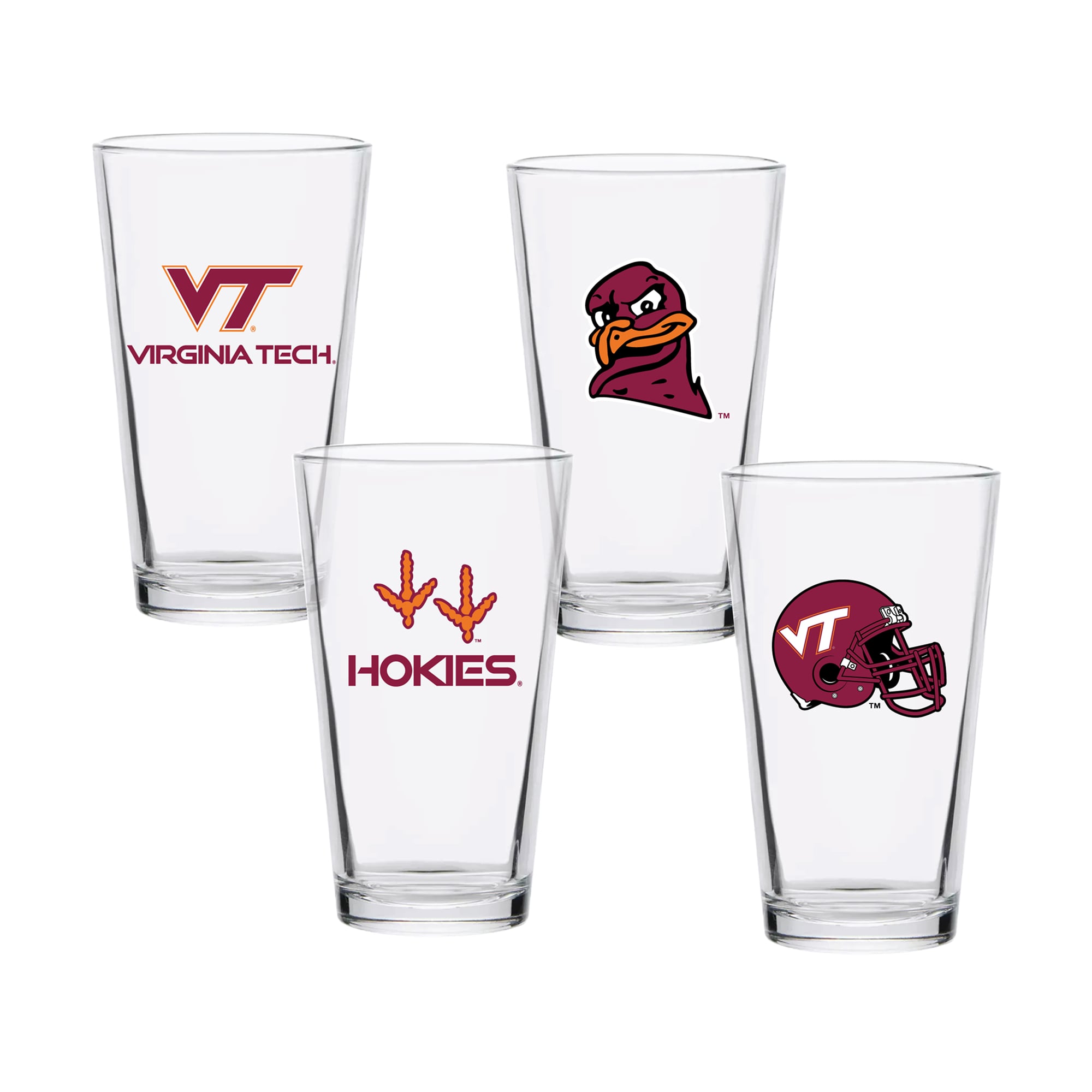 Ensemble de quatre verres à bière de collection Virginia Tech Hokies de 473 ml (16 oz).