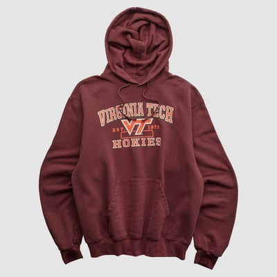 Virginia Tech Hokies Champion 2000s Hooded Pullover Sweatshirt - Maroon - XS by Fanatics Real Vintage