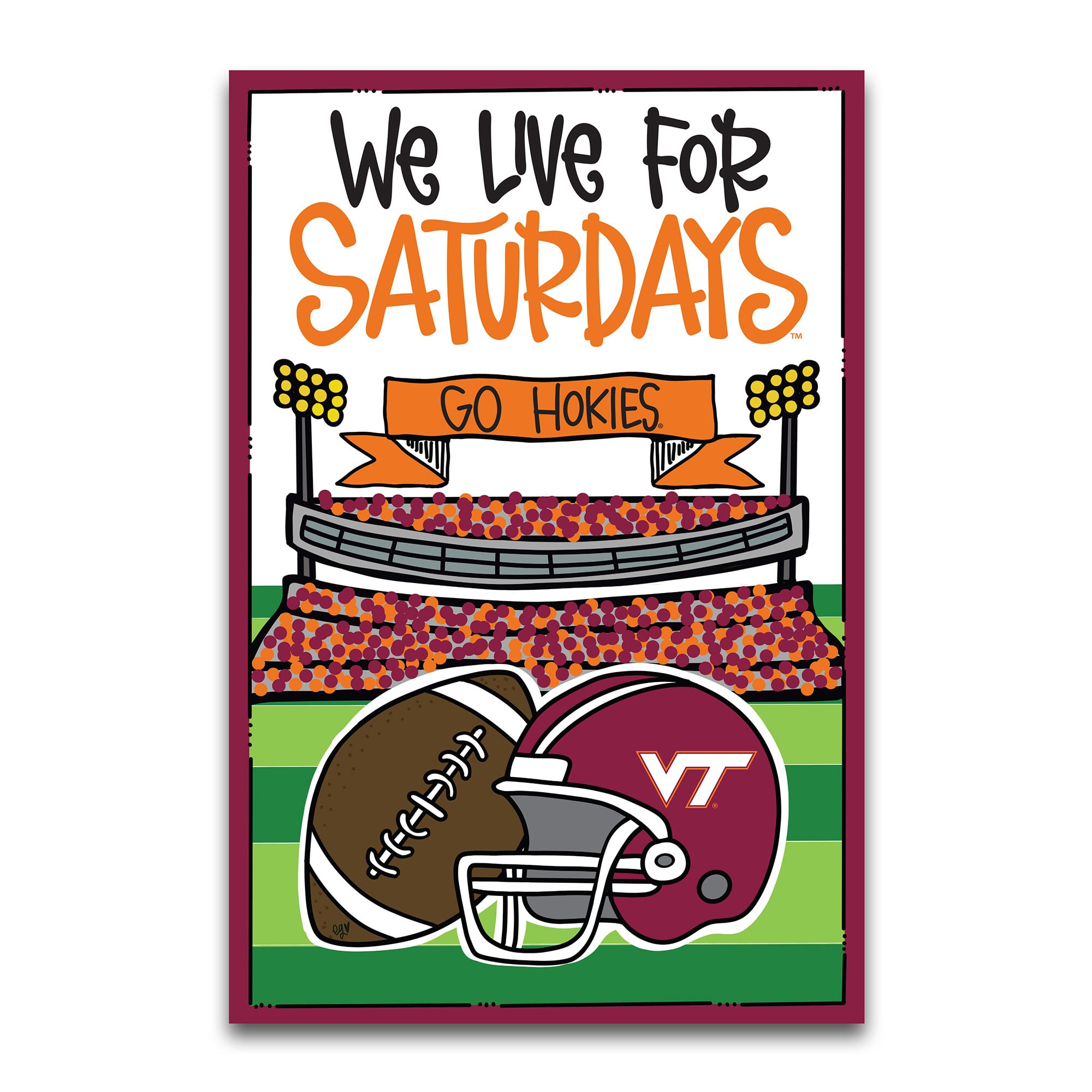 Drapeau de jardin Virginia Tech Hokies « On vit pour les samedis » (30 x 45 cm)