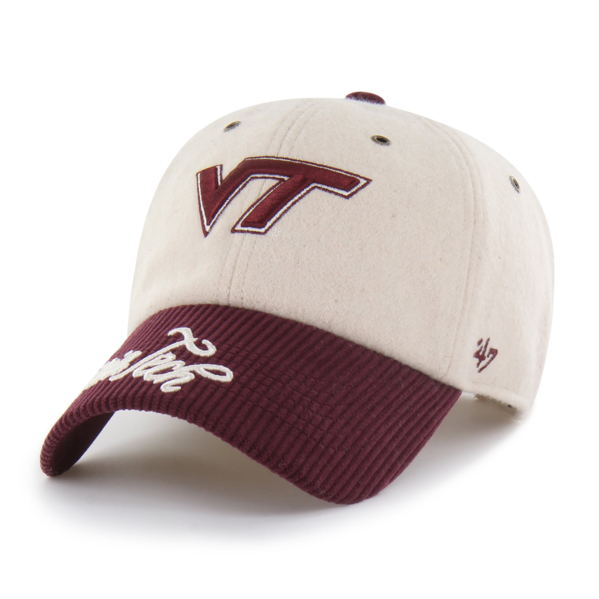 Women's '47 Cream/Maroon Virginia Tech Hokies Rope Script Clean Up Adjustable Hat