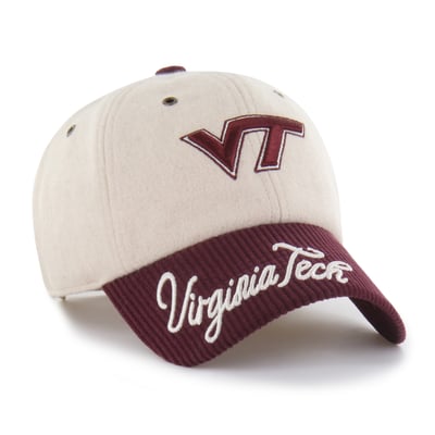 Casquette ajustable Virginia Tech Hokies '47 pour femmes, modèle Rope Script Clean Up - Crème/Bordeaux
