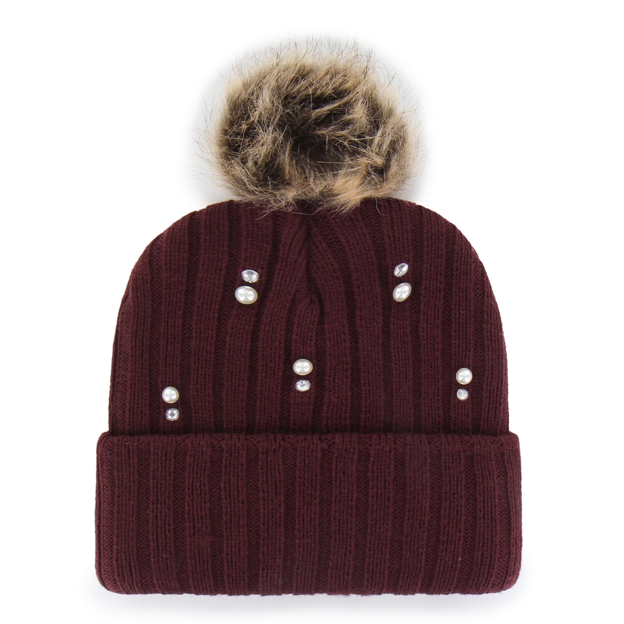 Bonnet en maille de fourrure nacrée Virginia Tech Hokies, modèle 47 bordeaux, avec pompon