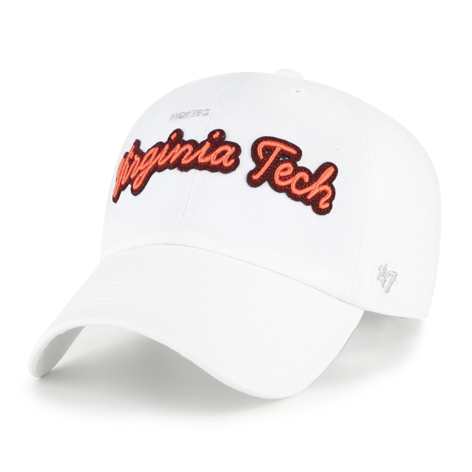 Women's '47 White Virginia Tech Hokies Trendy Script Clean Up Adjustable Hat