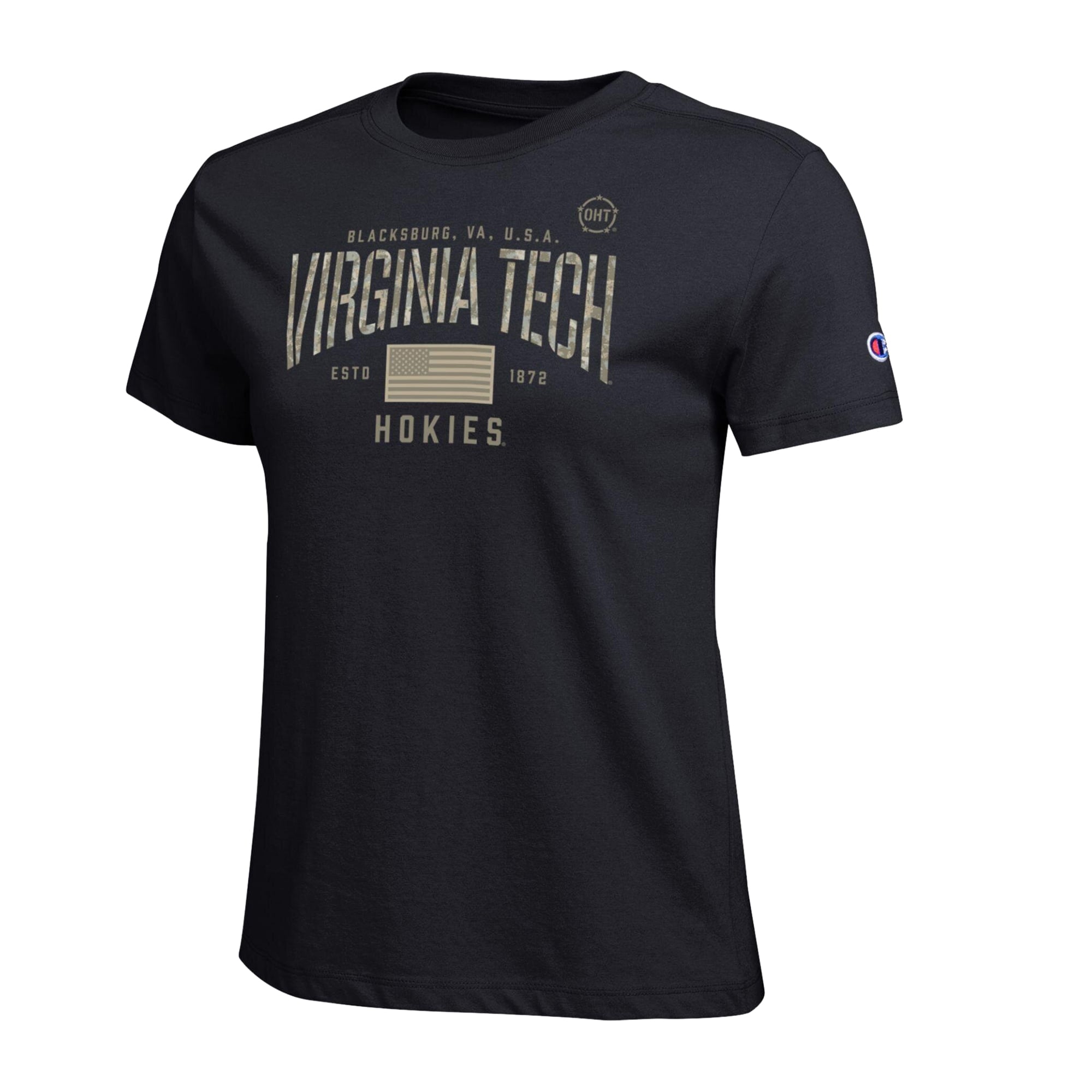 T-shirt Women's Champion Black Virginia Tech Hokies Operation Hat Trick Core