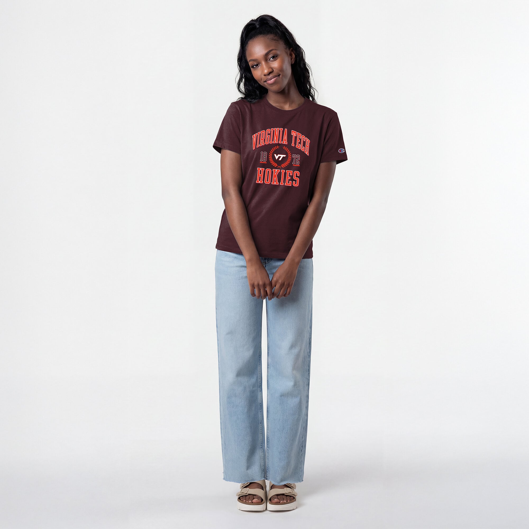 T-shirt de style vie Virginia Tech Hokies bordeaux champion pour femmes
