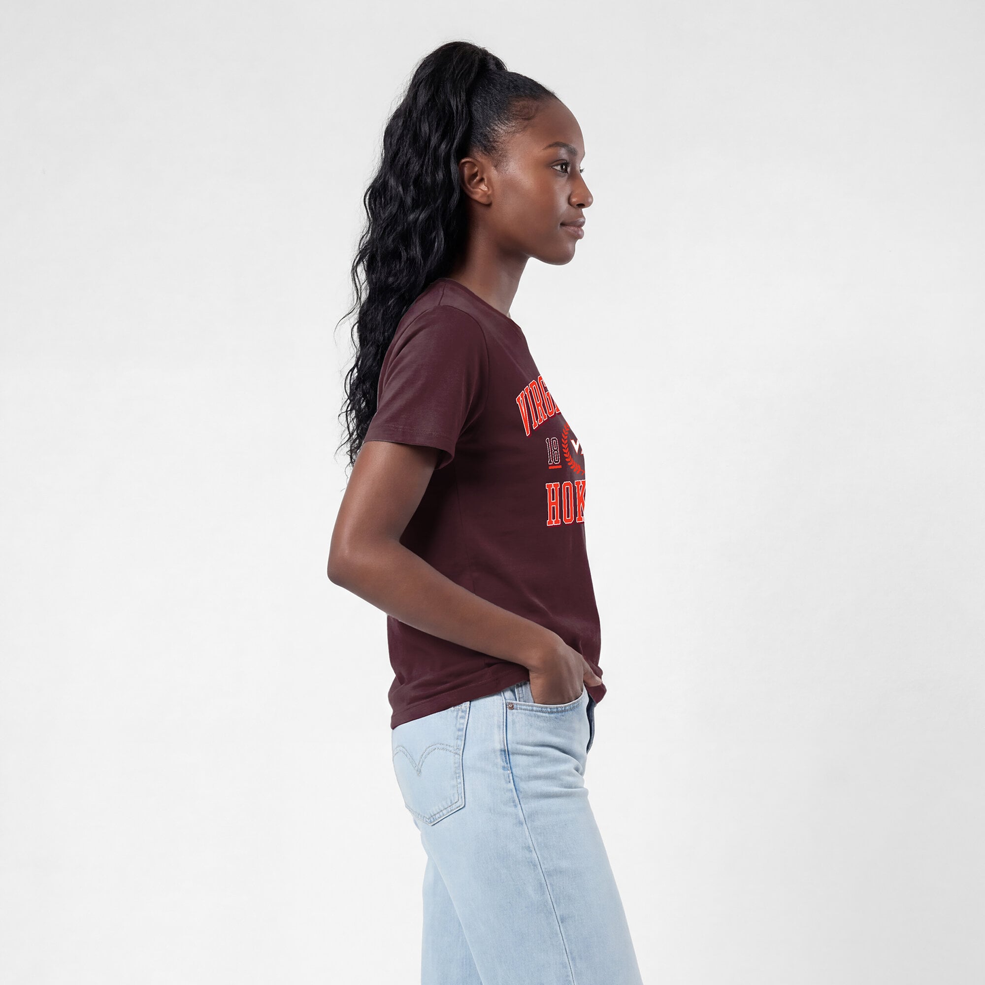 T-shirt de style vie Virginia Tech Hokies bordeaux champion pour femmes