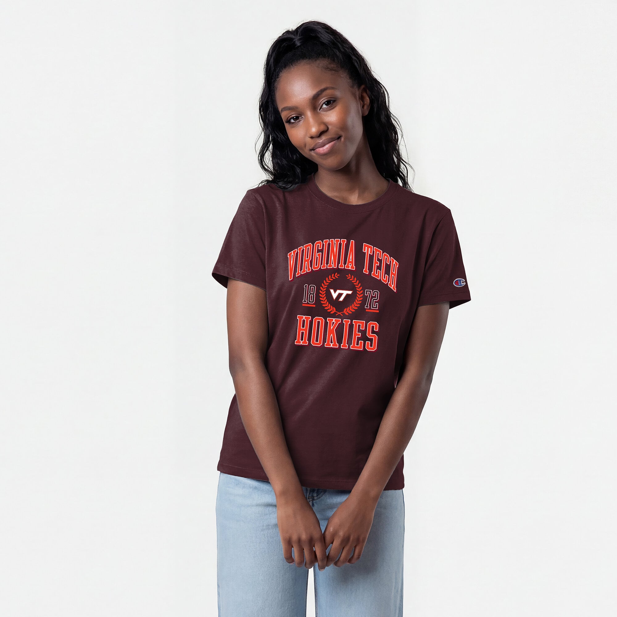 T-shirt de style vie Virginia Tech Hokies bordeaux champion pour femmes