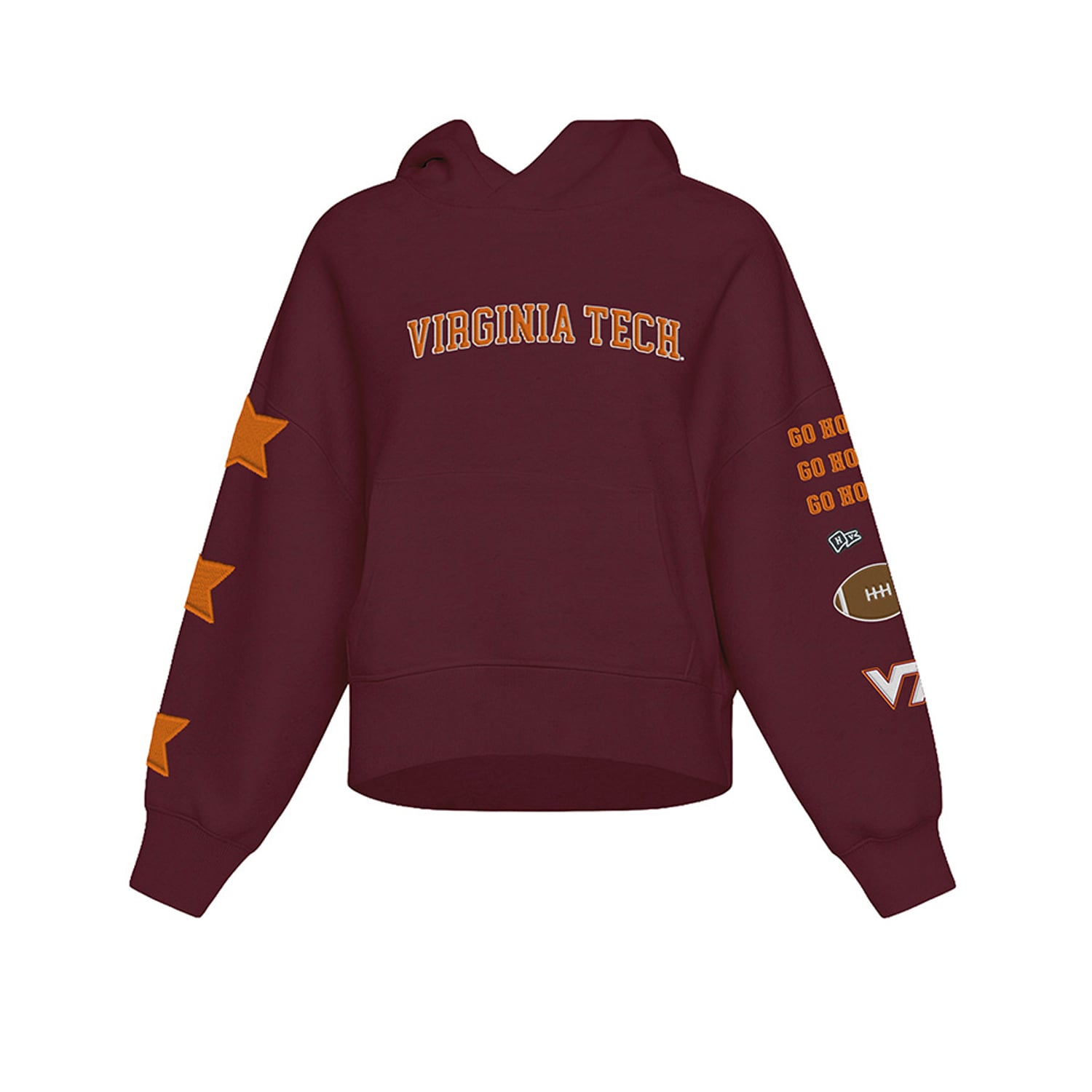 Sweat à capuche court Hype and Vice bordeaux Virginia Tech Hokies pour femmes