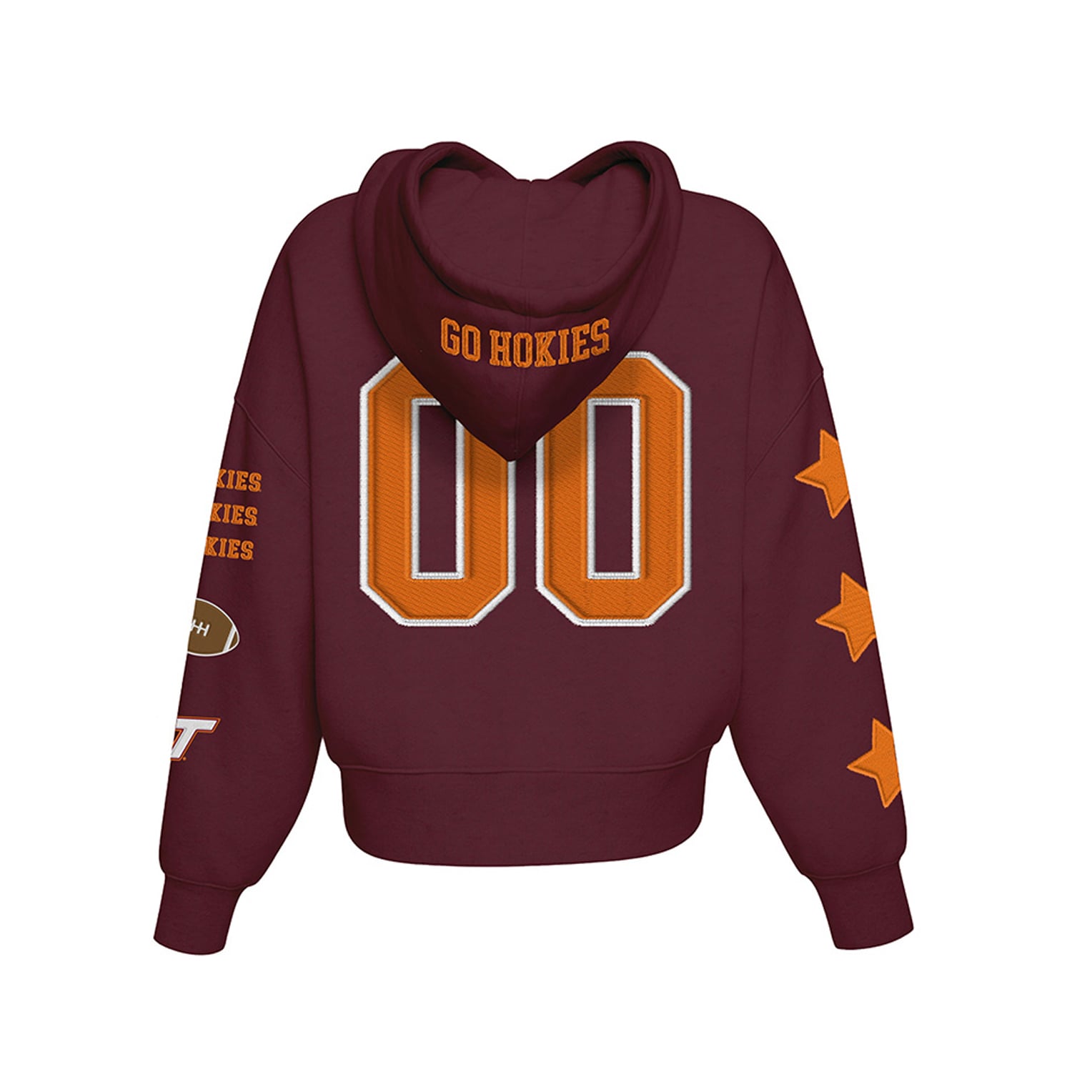 Sweat à capuche court Hype and Vice bordeaux Virginia Tech Hokies pour femmes