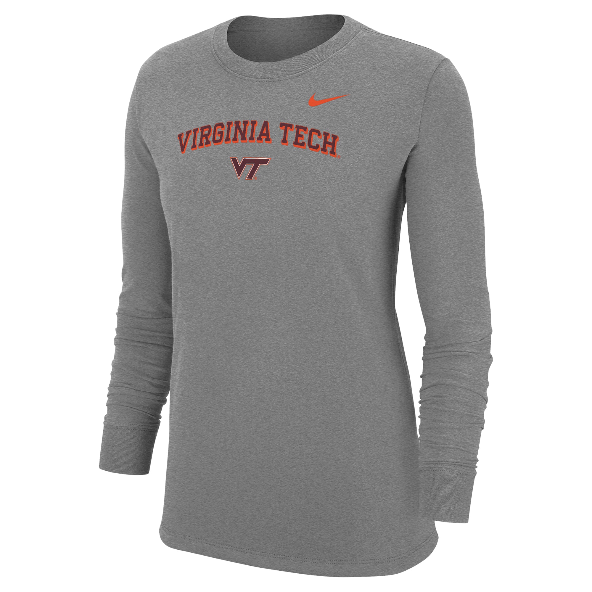 Women's Nike Heather Gray Virginia Tech Hokies Core Long Sleeve T-Shirt