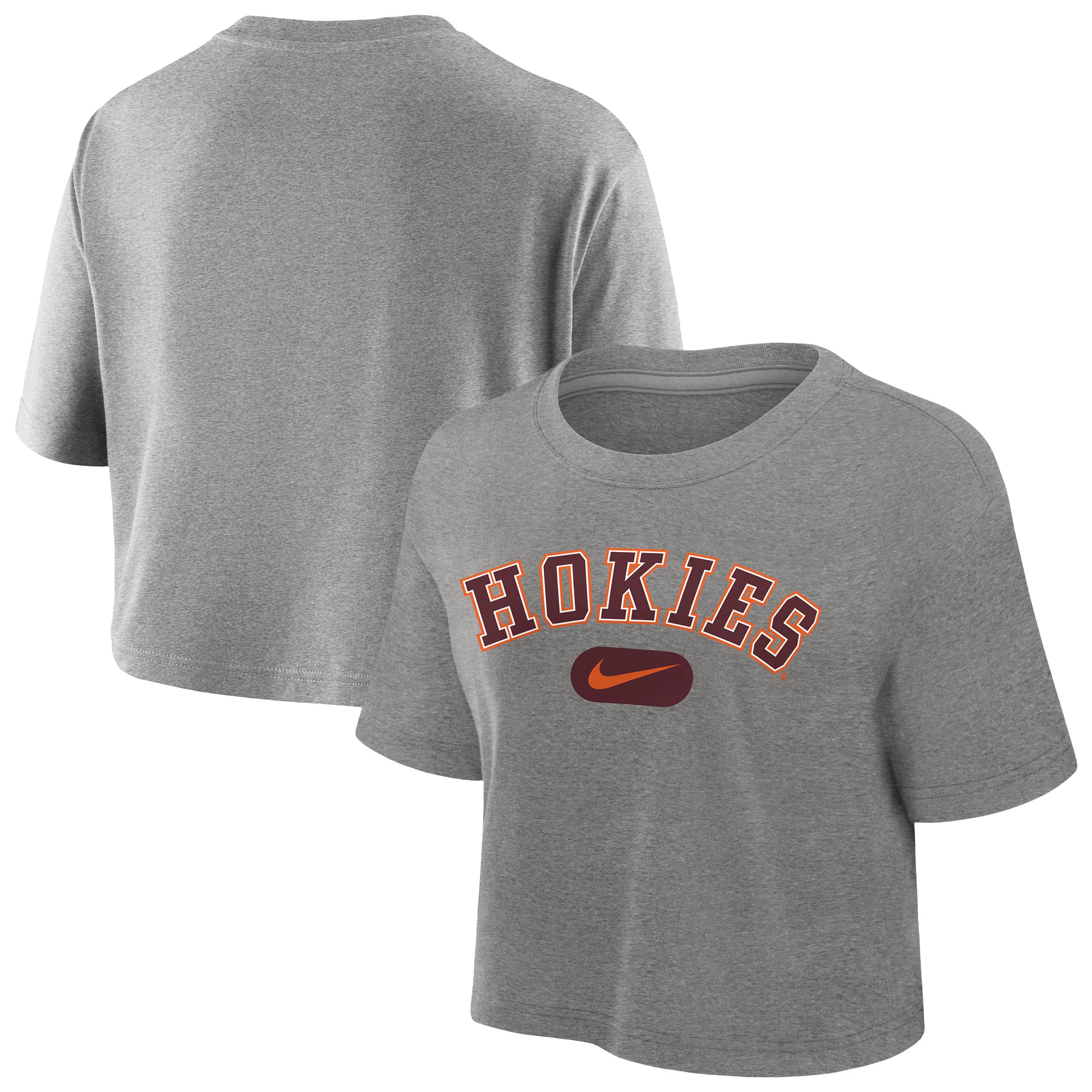 Women's Nike Heather Gray Virginia Tech Hokies Dri-FIT Cropped T-Shirt