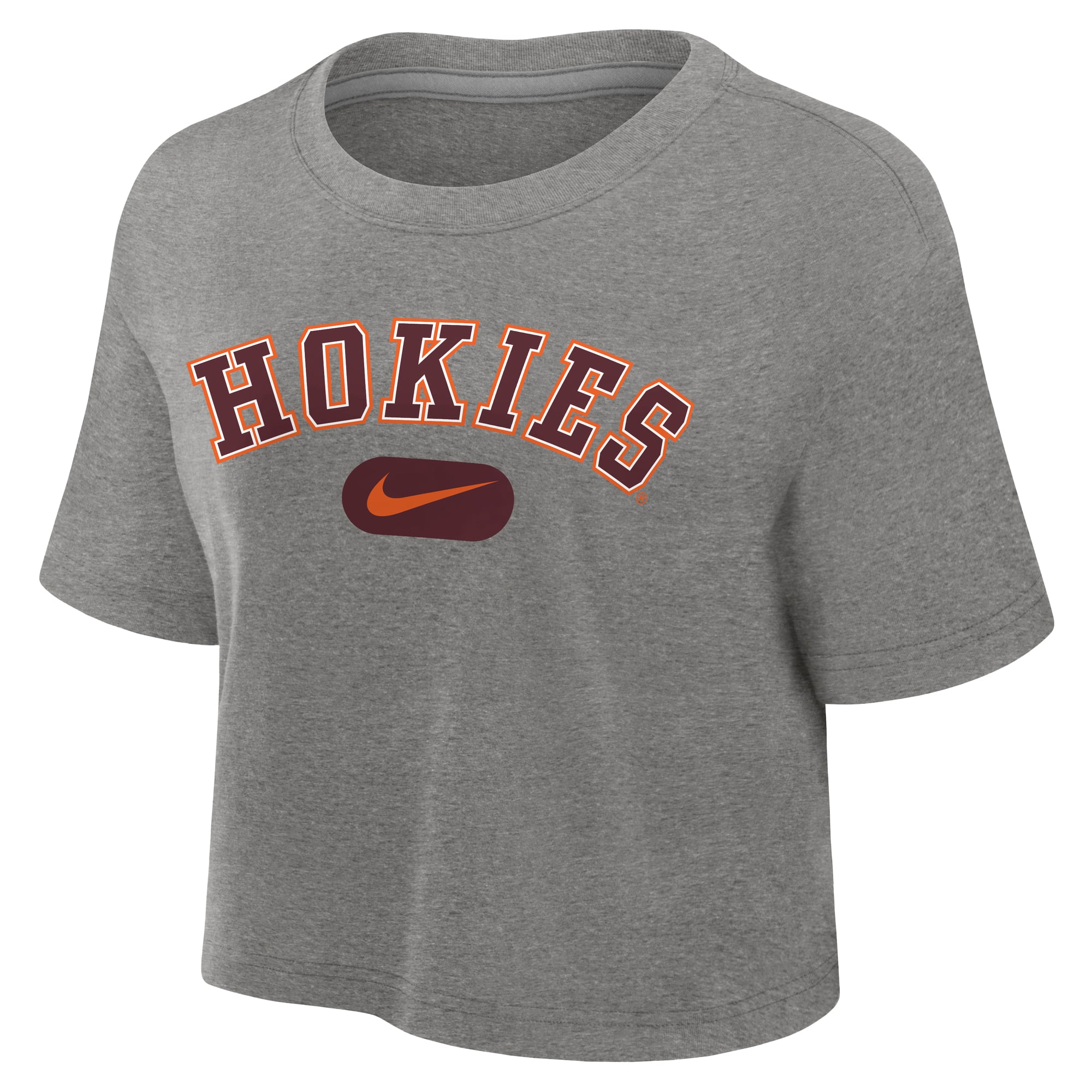 Women's Nike Heather Gray Virginia Tech Hokies Dri-FIT Cropped T-Shirt