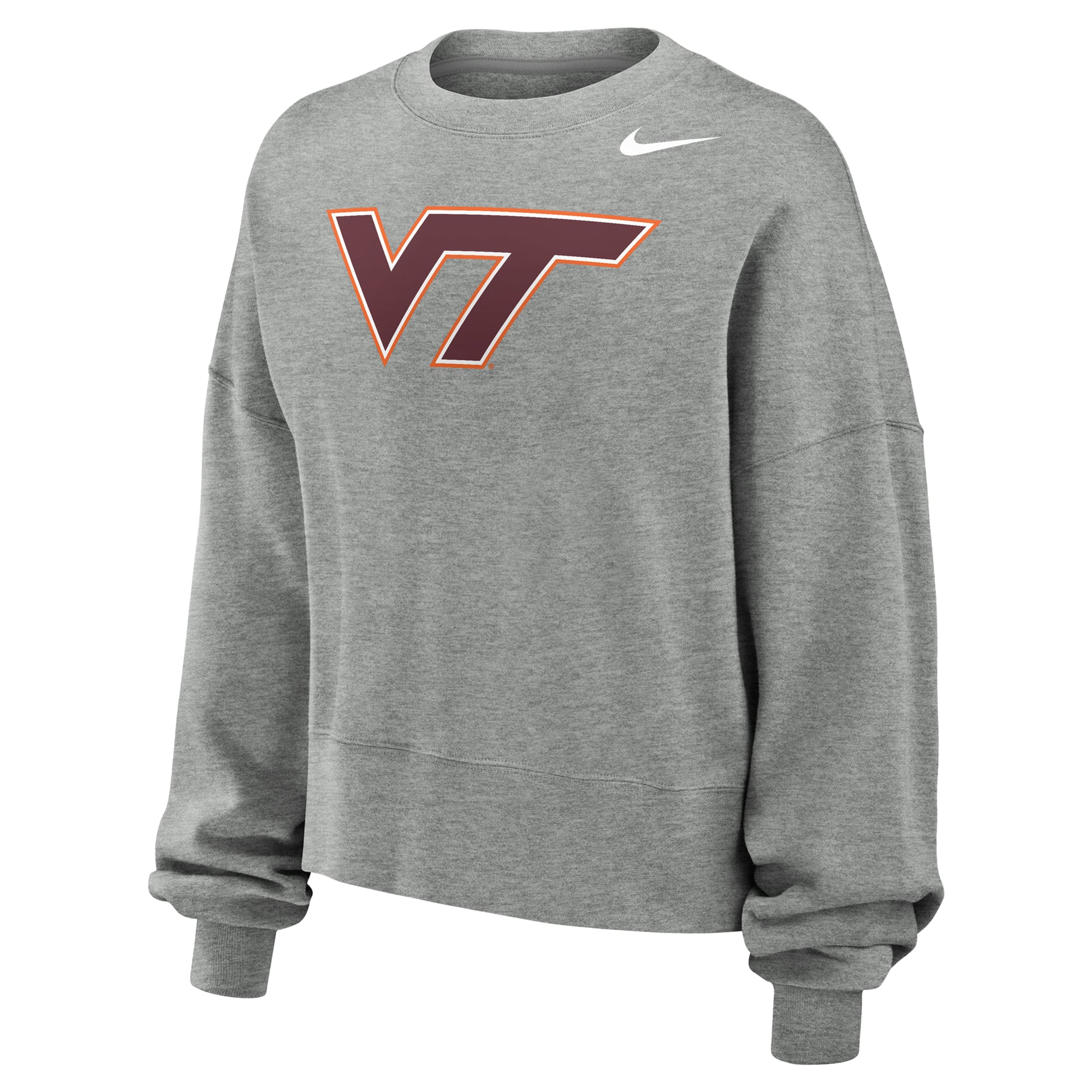 Women's Nike Heather Gray Virginia Tech Hokies Phoenix Fleece Pullover Sweatshirt