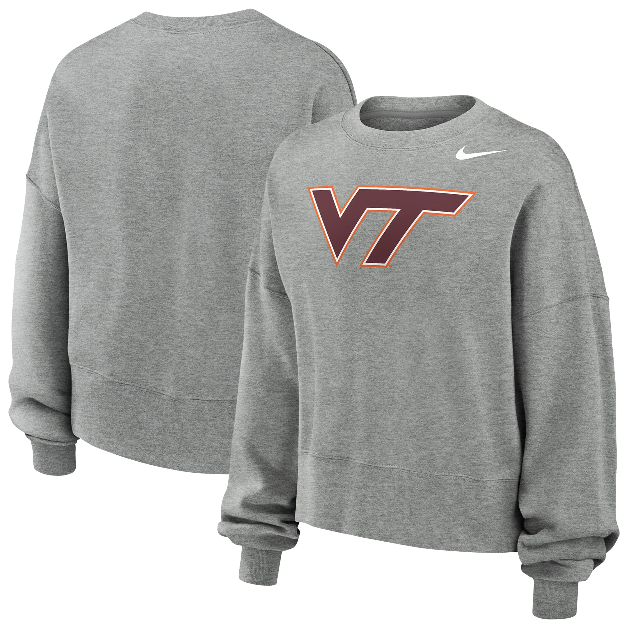Women's Nike Heather Gray Virginia Tech Hokies Phoenix Fleece Pullover Sweatshirt