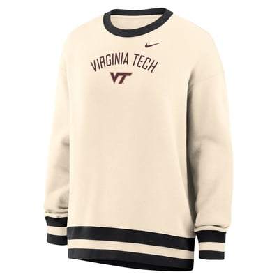 Virginia Tech Hokies Nike Women's Oversized Phoenix Fleece Sweatshirt - Natural