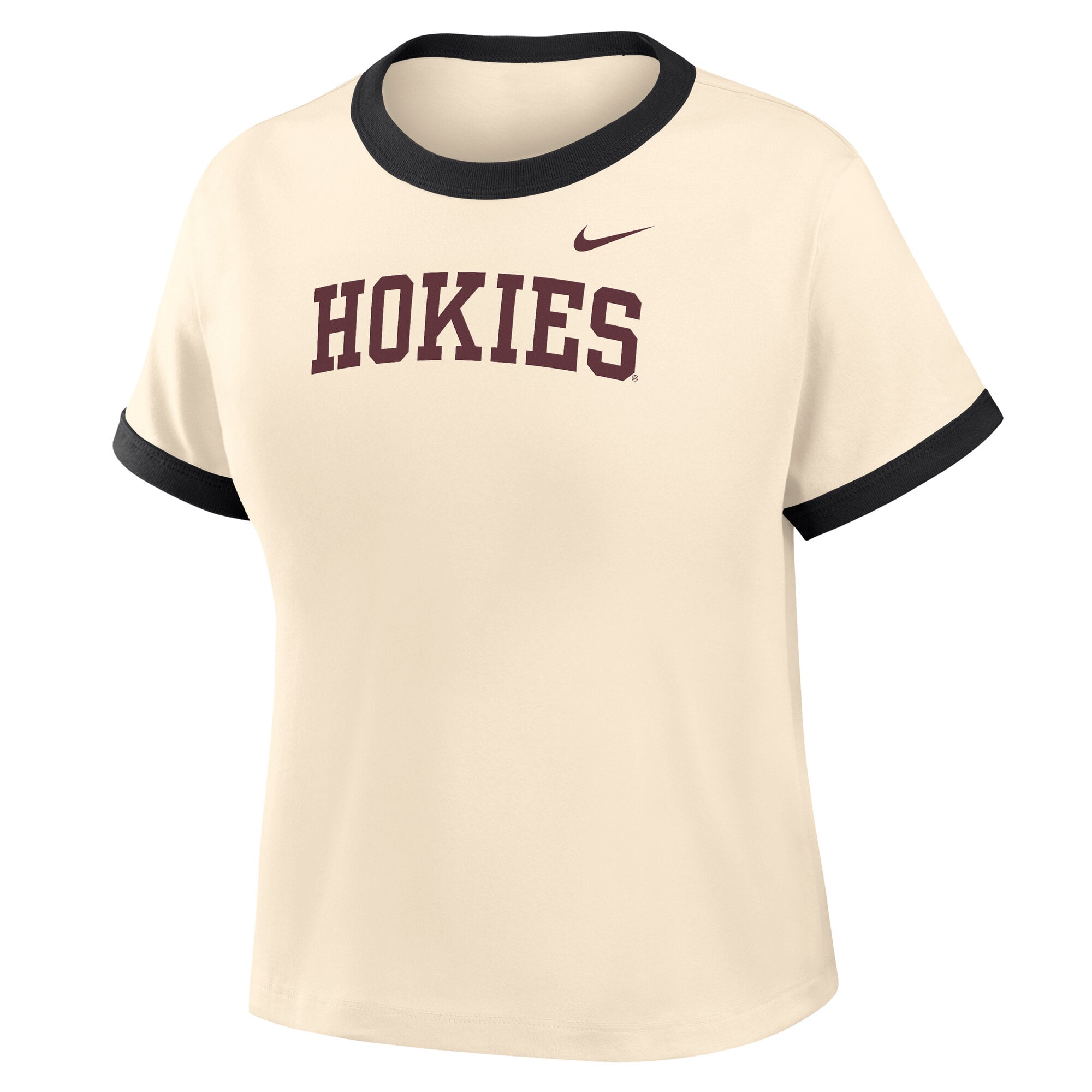 T-shirt court Nike Natural Virginia Tech Hokies Ringer Mod pour femme